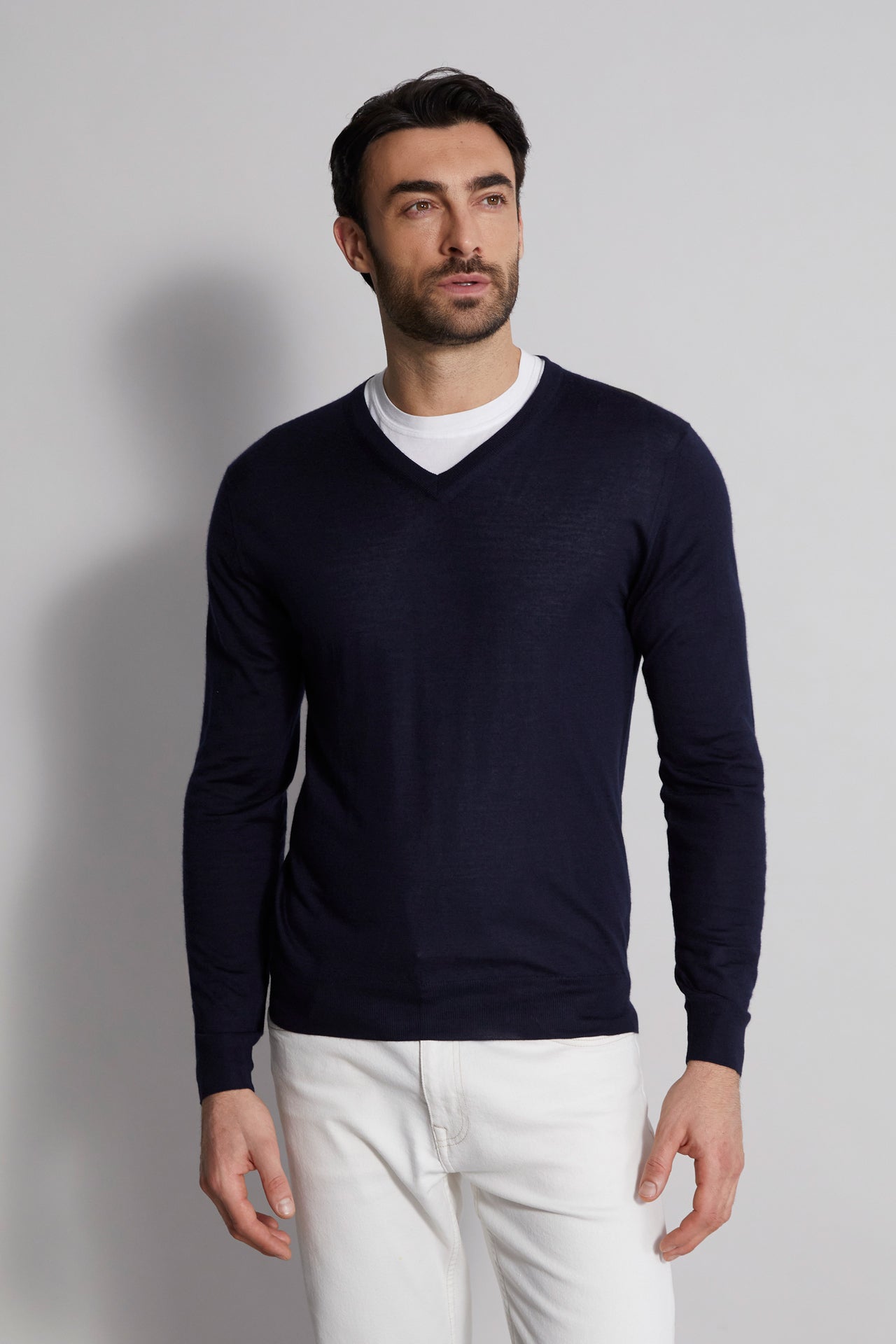 Pull cashmere silk v-neck in iconic colors