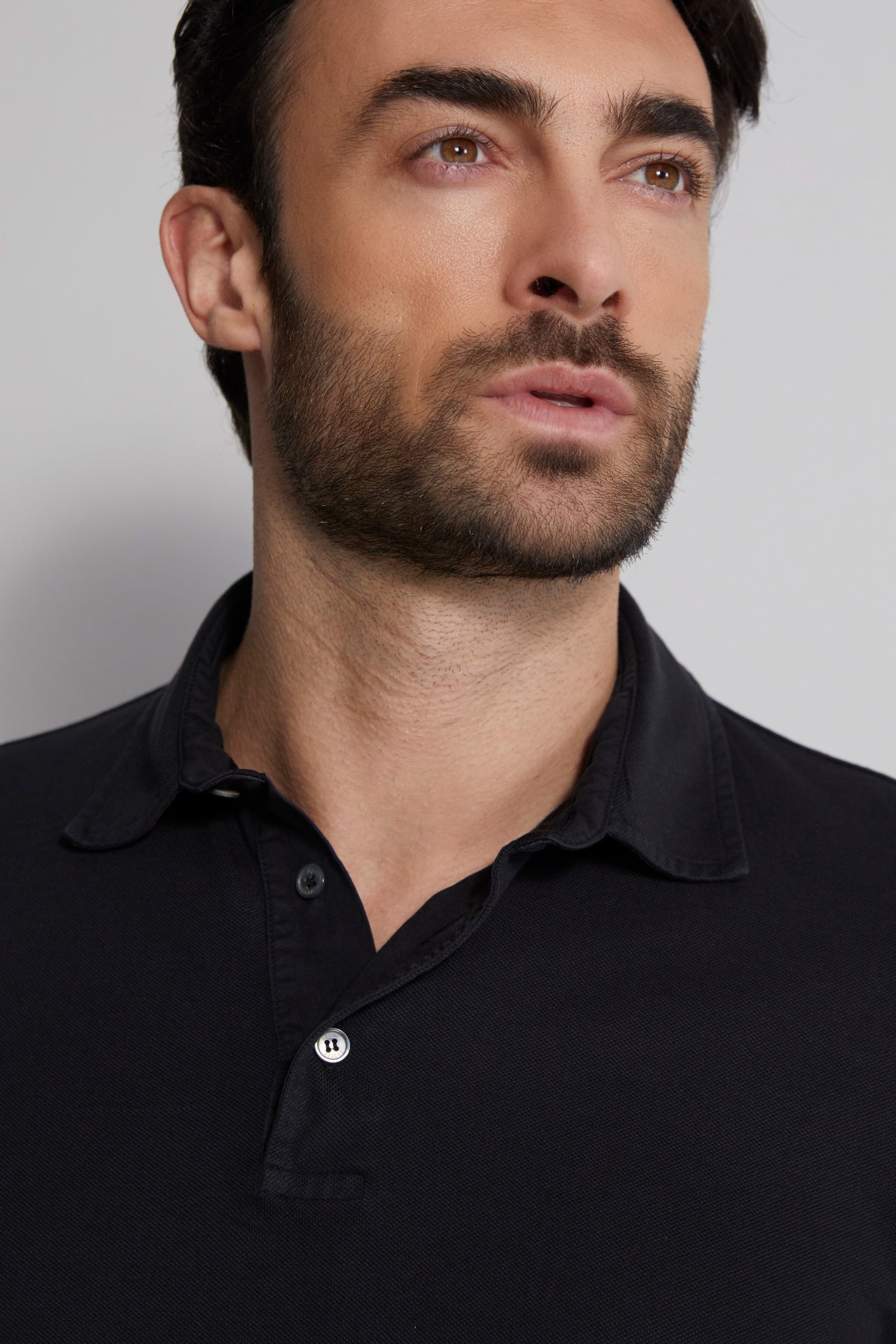 Mens Organic Cotton Slim Polo - Black - S