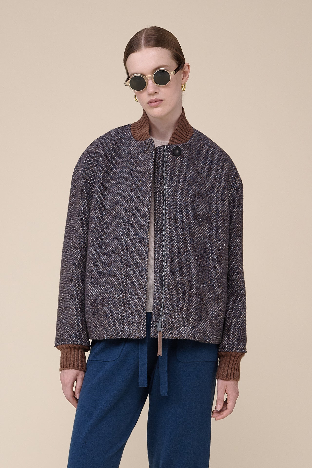 Doris wool silk tweed bomber