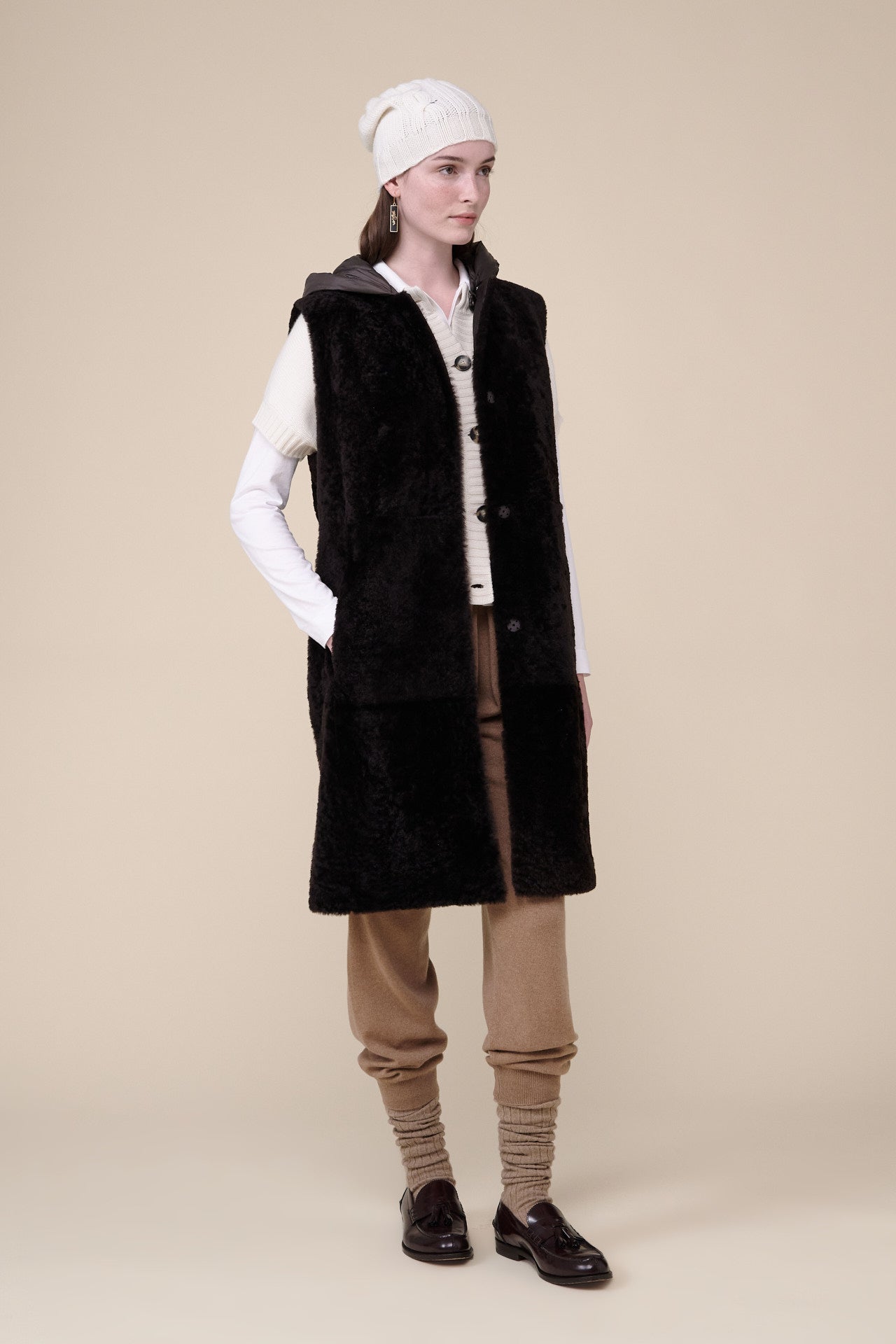 Nora Long Shearling Reversible Vest