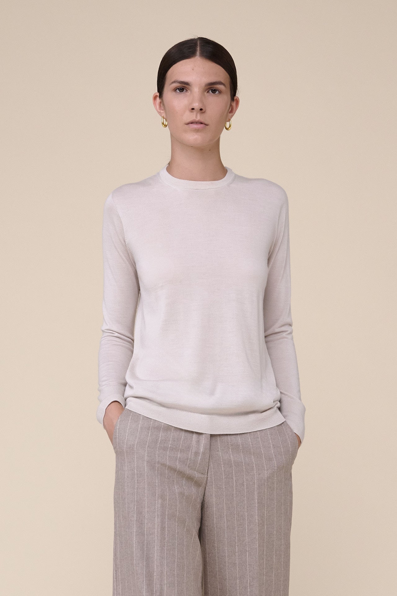 Pearly Cashmere Silk Crewneck