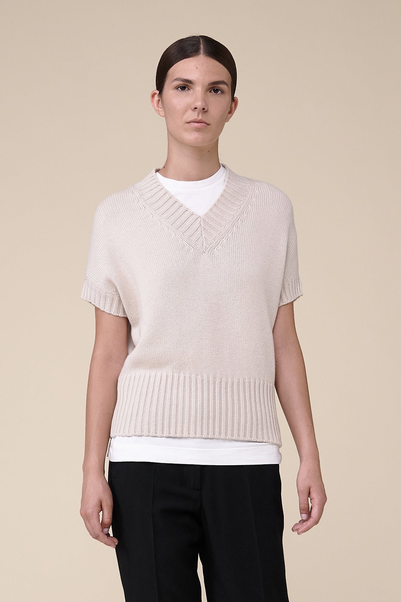 Edith Cashmere Knit V-neck Vest