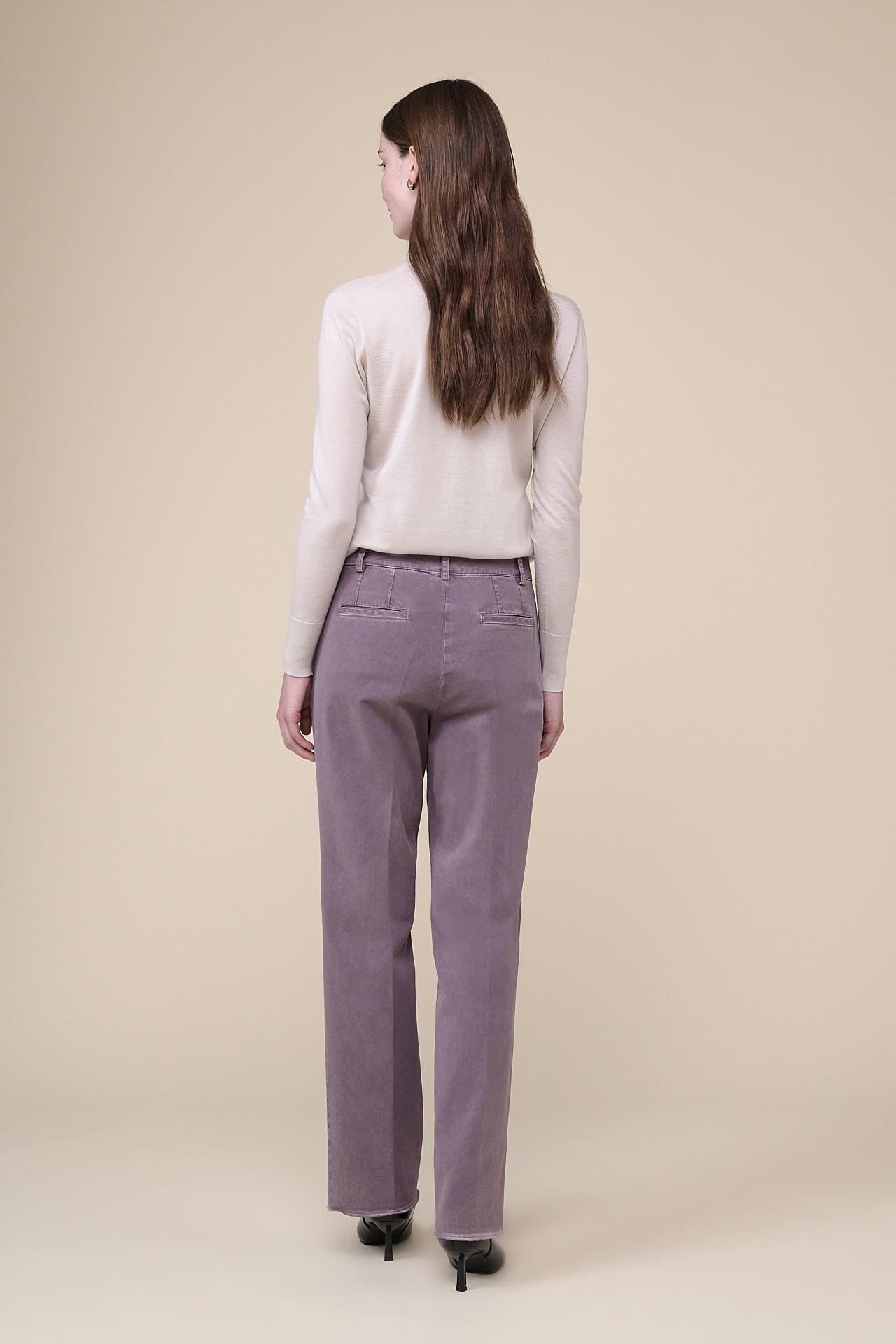 Jinny Twill Old Straight Leg Cotton and Cashmere Blend Trousers