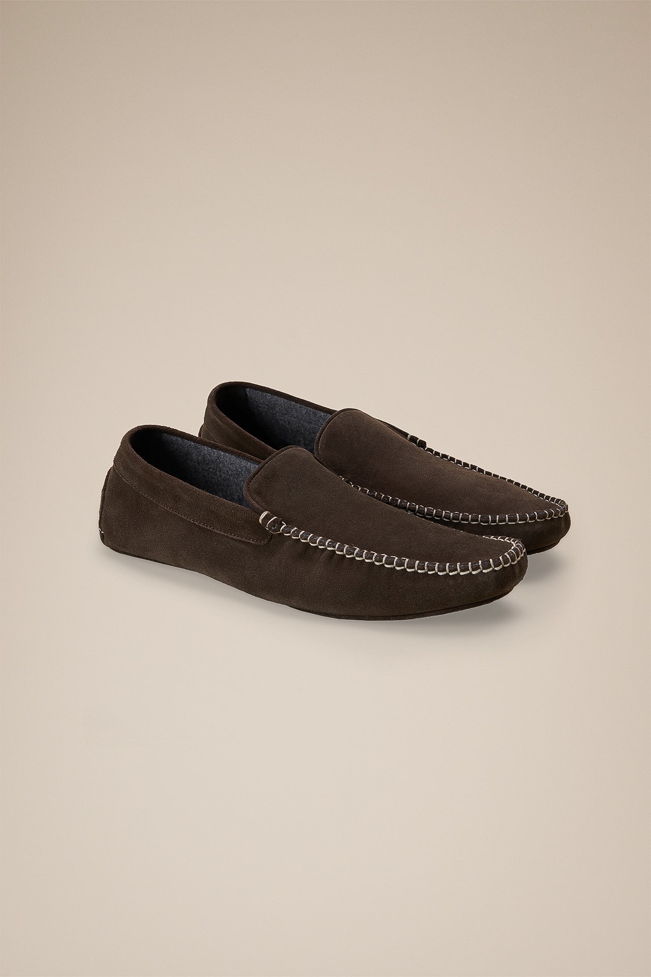 Suede Slippers Cashmere Inside