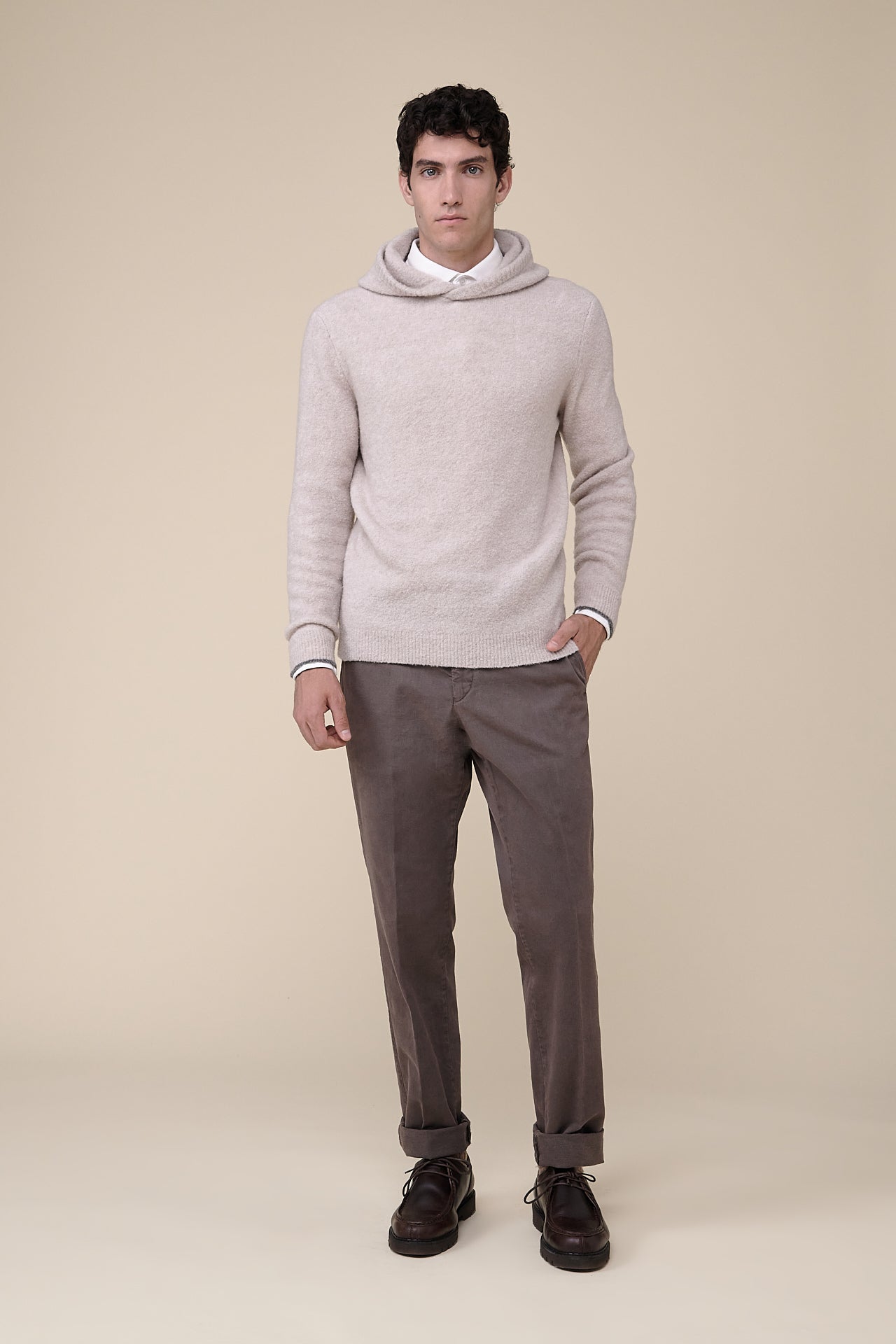 Lucas Wool and Cashmere Blend Bicolor Hoodie