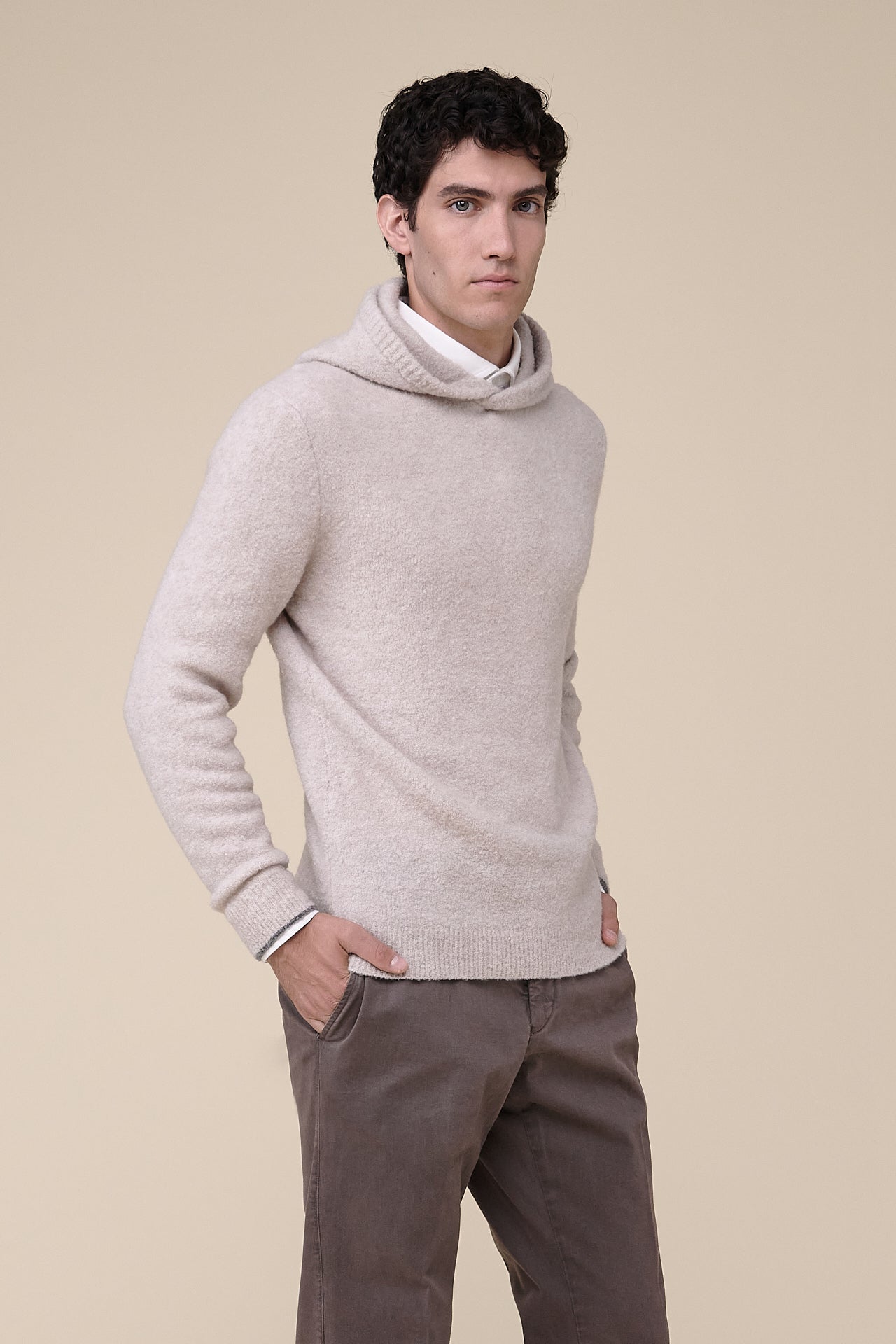 Lucas Wool and Cashmere Blend Bicolor Hoodie