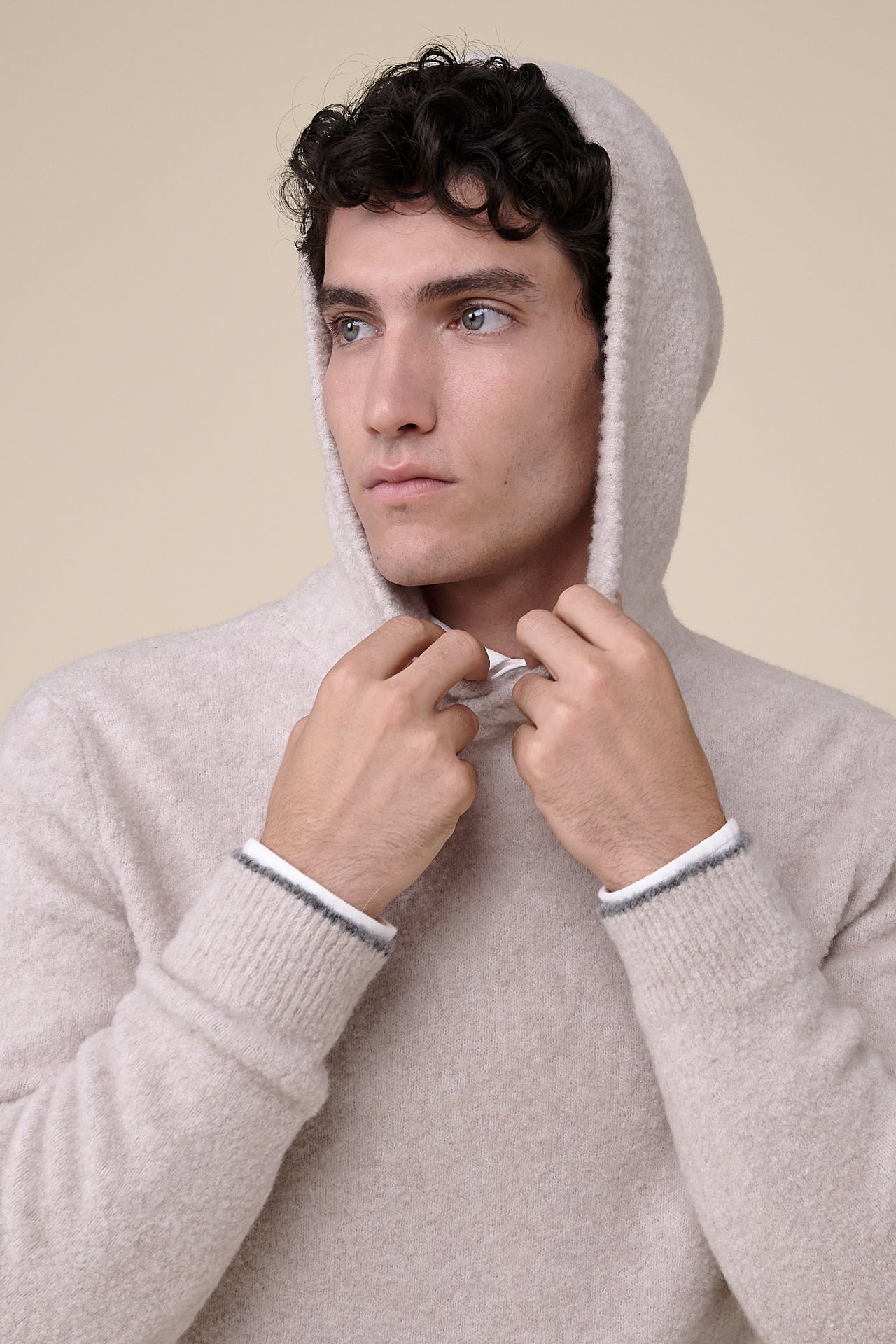 Lucas Wool and Cashmere Blend Bicolor Hoodie