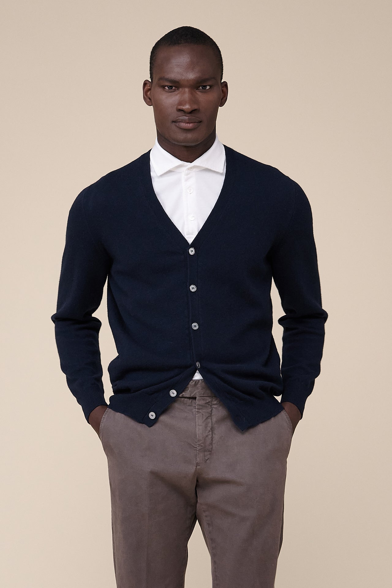 Navy wool cardigan best sale