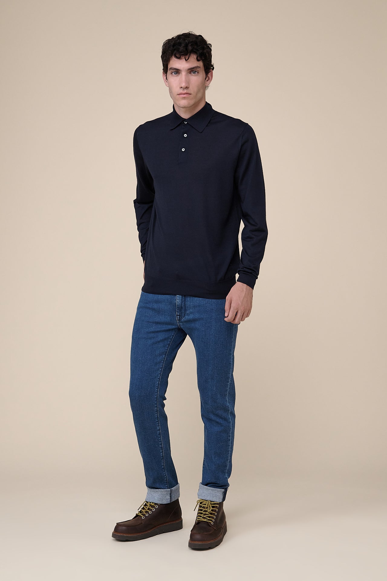 Sportman cashmere silk knitted polo in iconic colors