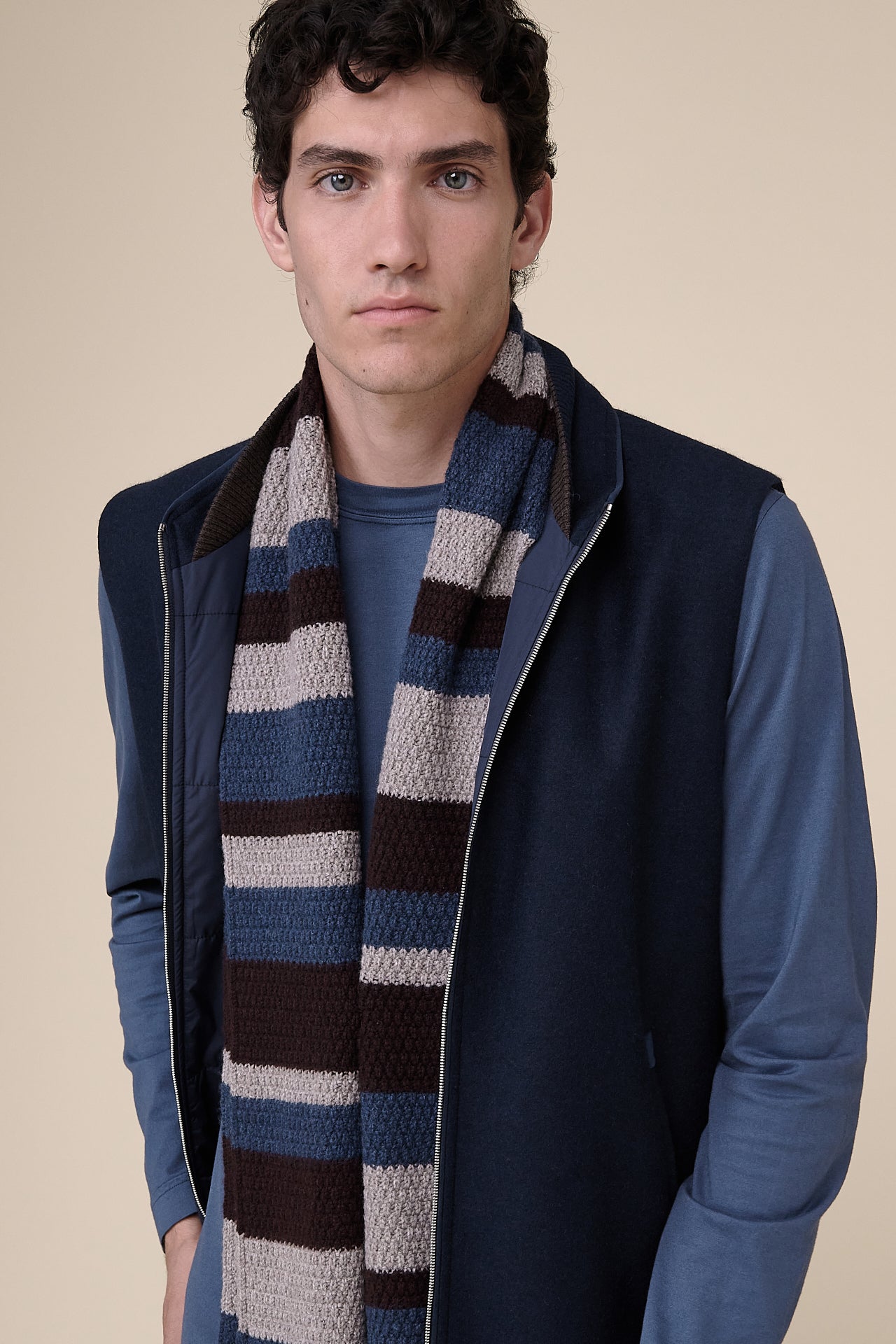 Rise Cashmere Knit Scarf with striped pattern