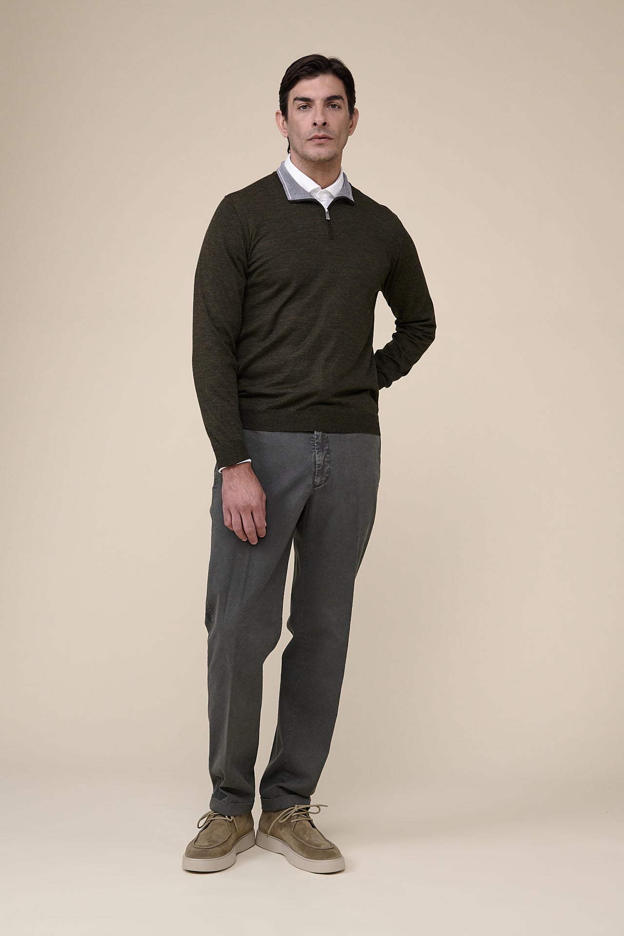 Favonio Half Zipped Superfine Wool Sweater