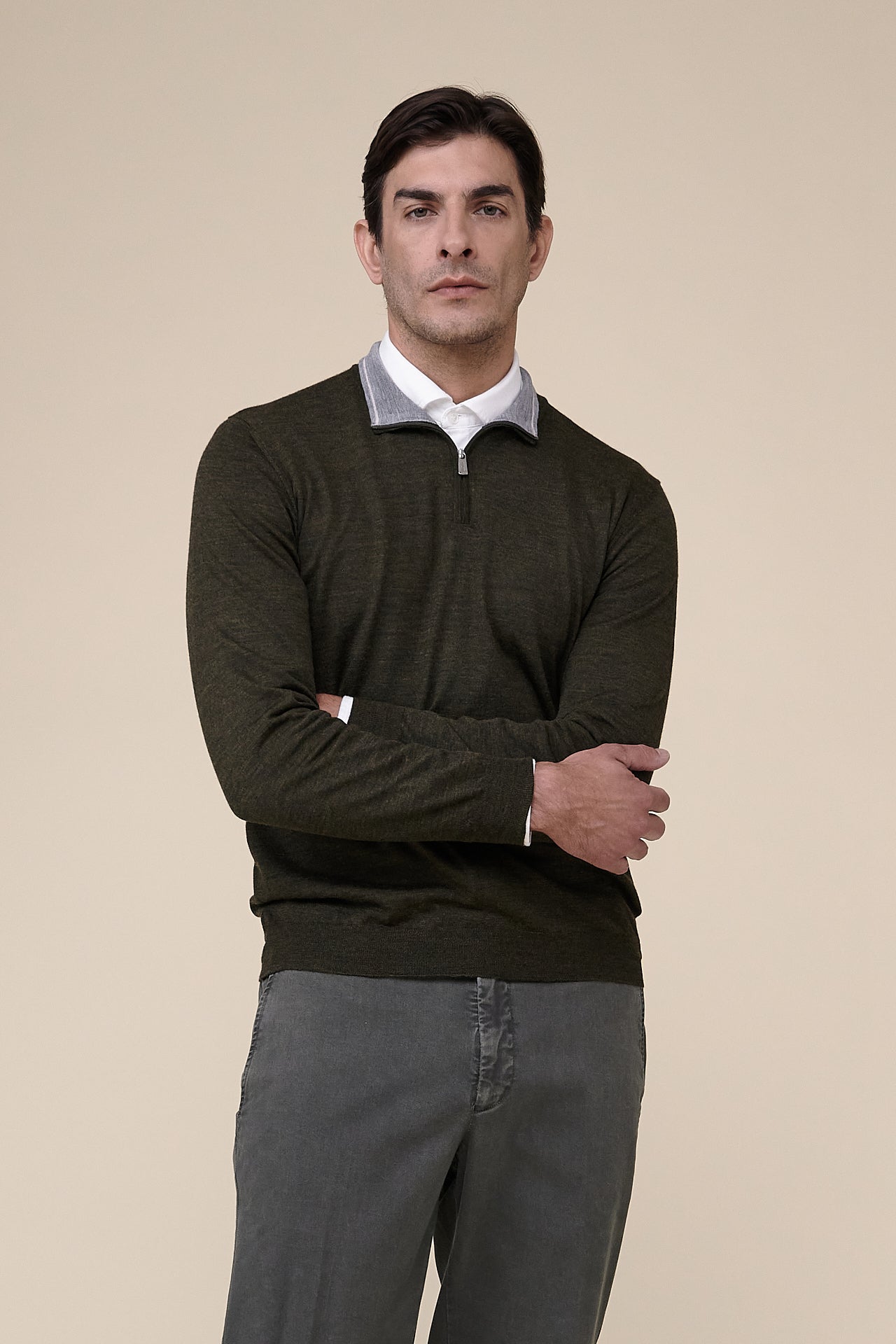 Favonio Half Zipped Superfine Wool Sweater