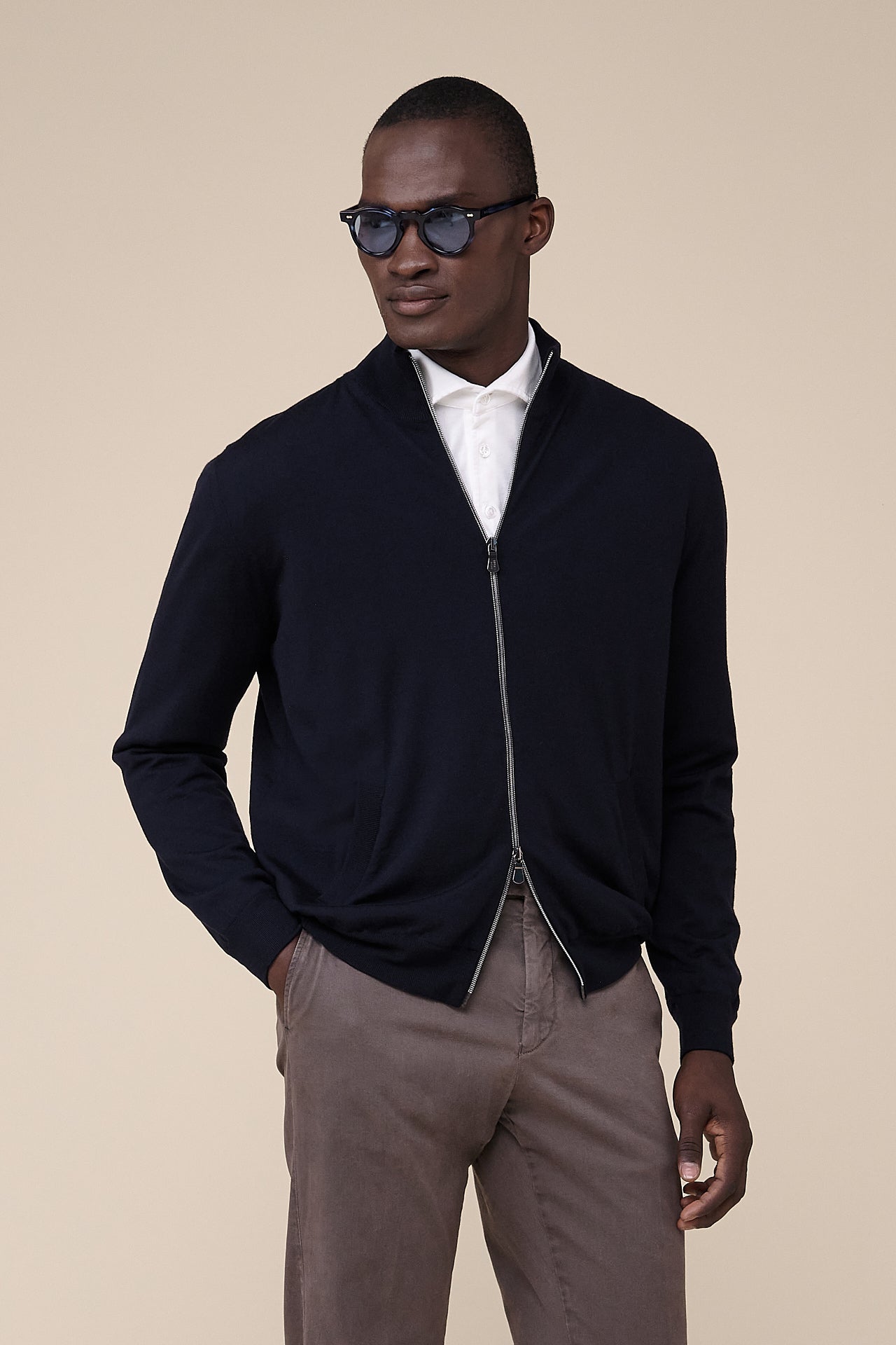 Paros Wool Knit Bomber in iconic blue