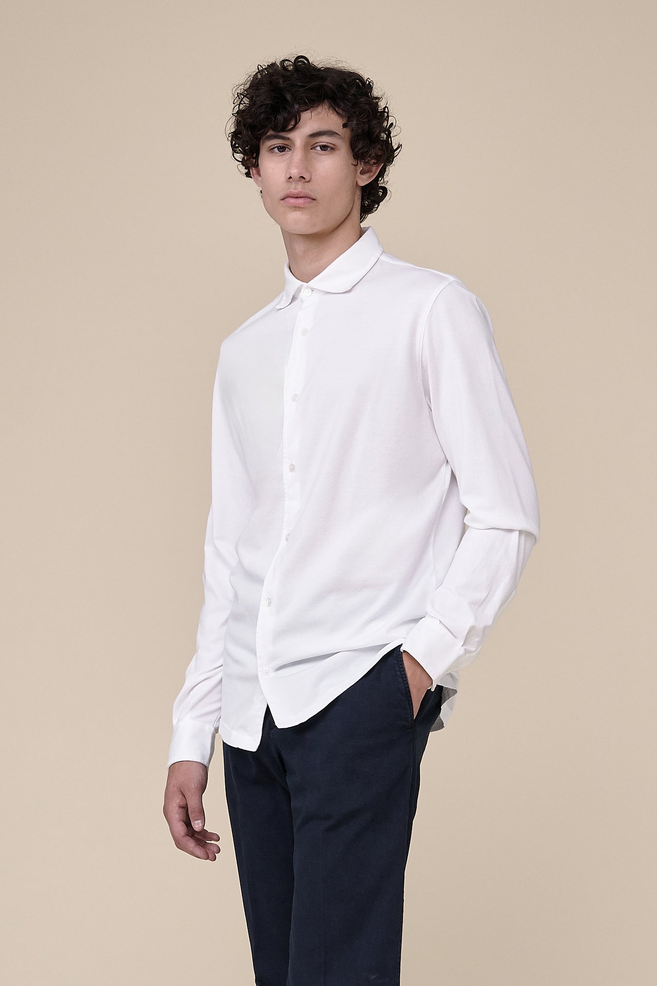 Iconic Jason  button-up cotton jersey