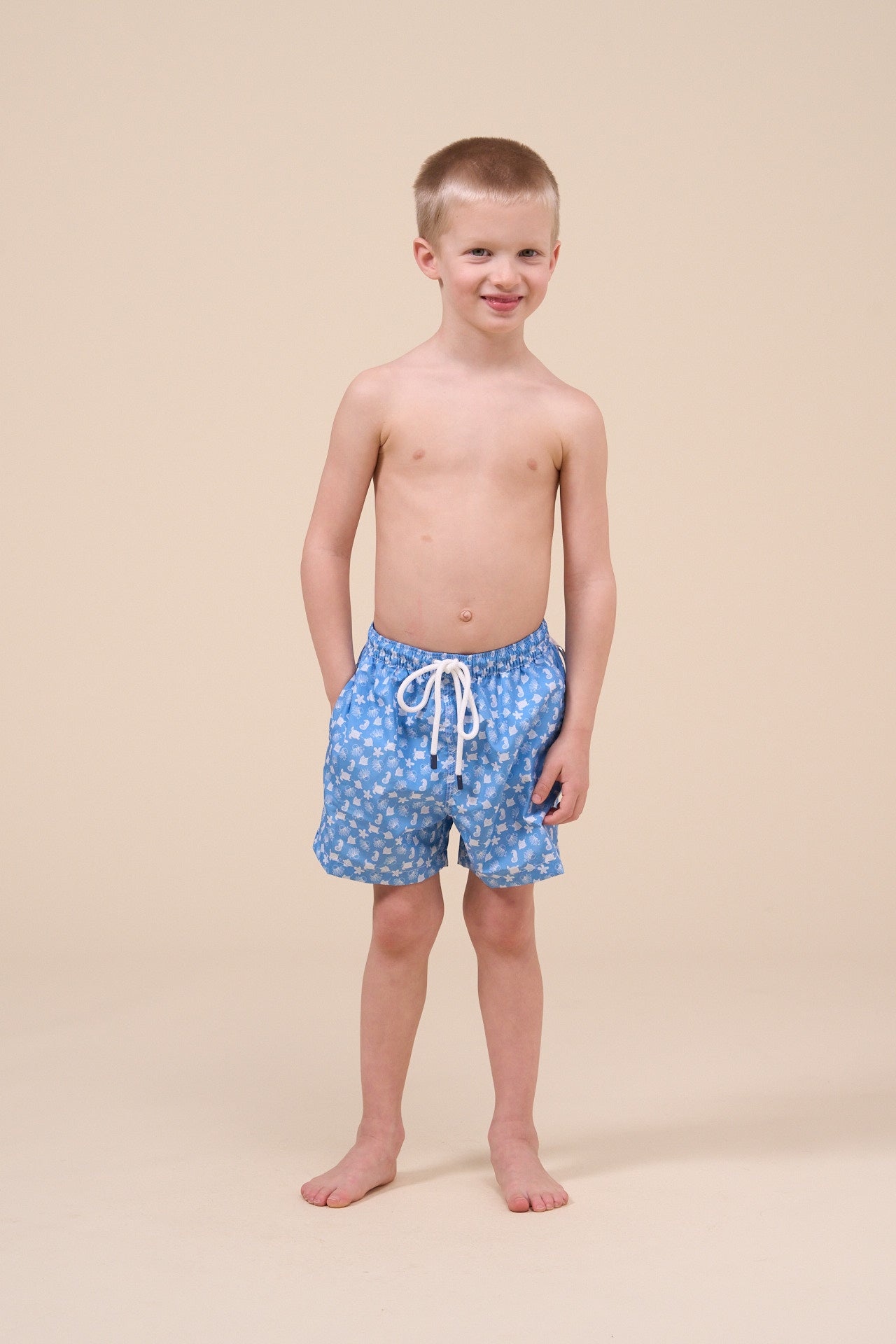 Madeira Kid Swim Trunk 6-8 yrs - Marine Animals Pattern