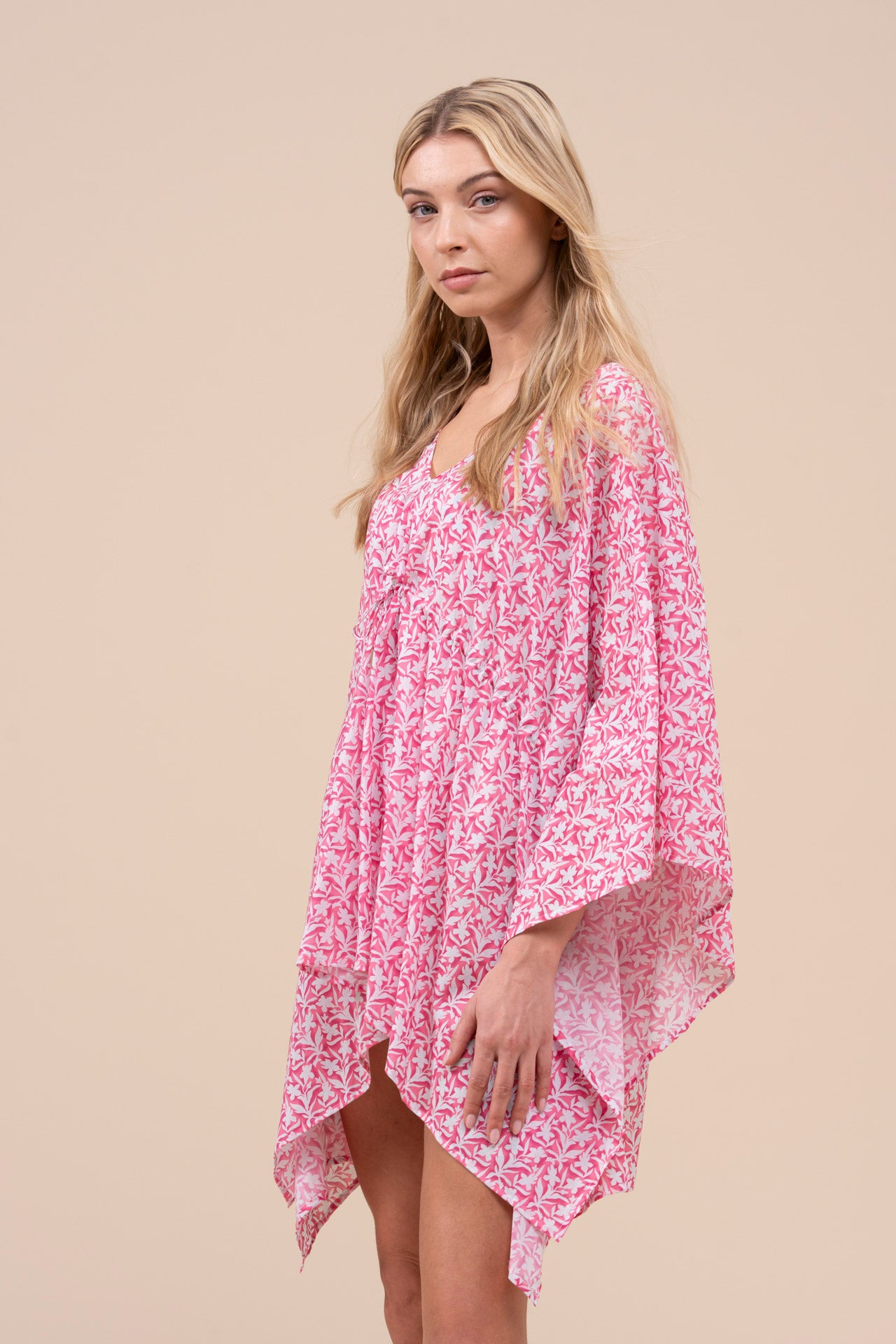 Armonia Printed Cotton Voile Kaftan - Botanical Floral Pattern