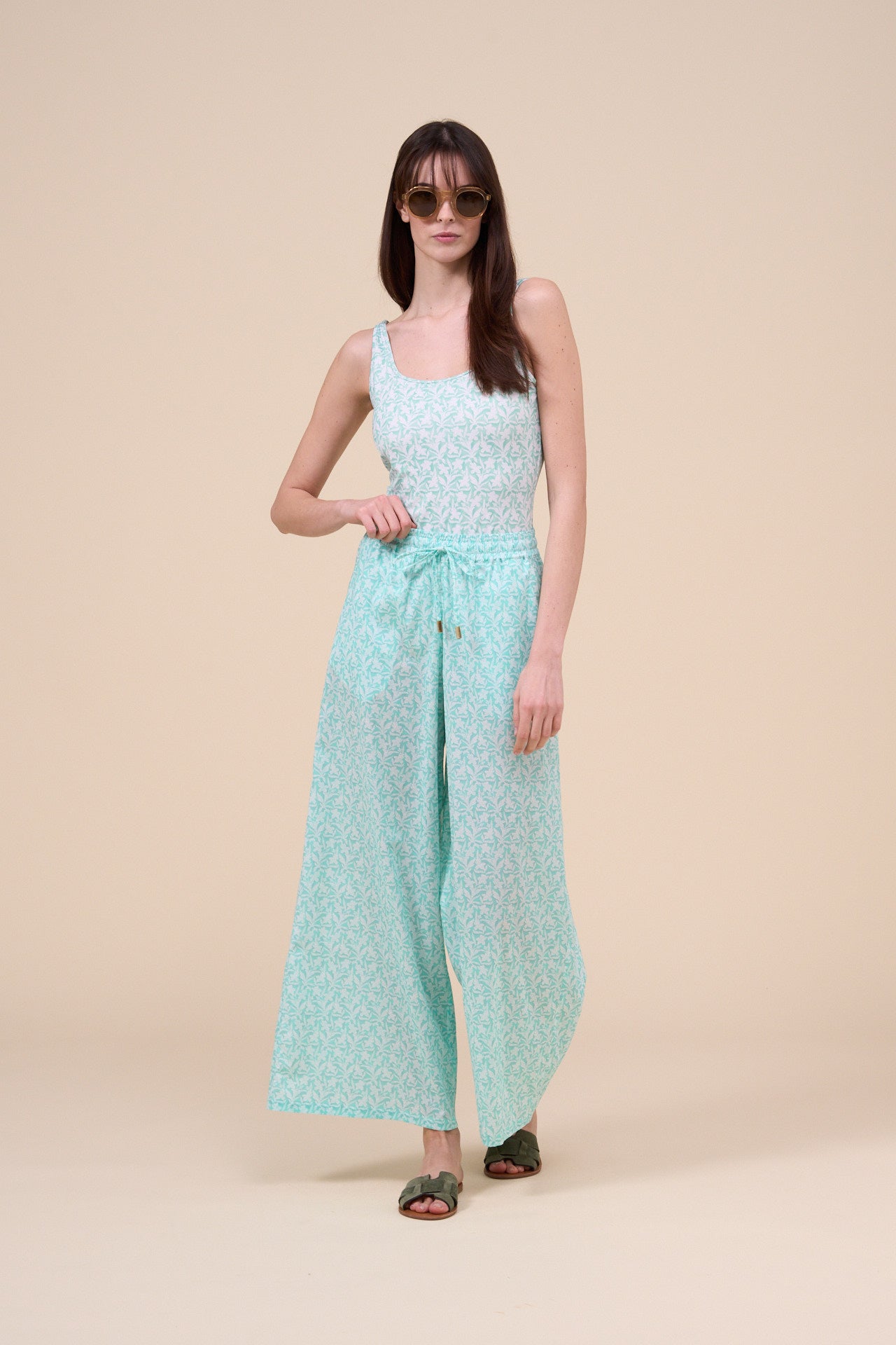 New Diana Cotton Voile Printed Trousers - Botanical Floral Pattern