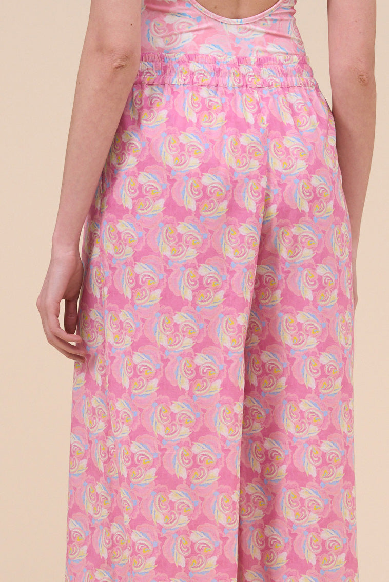 New Diana Cotton Voile Printed Trousers - Floral Swirl Pattern