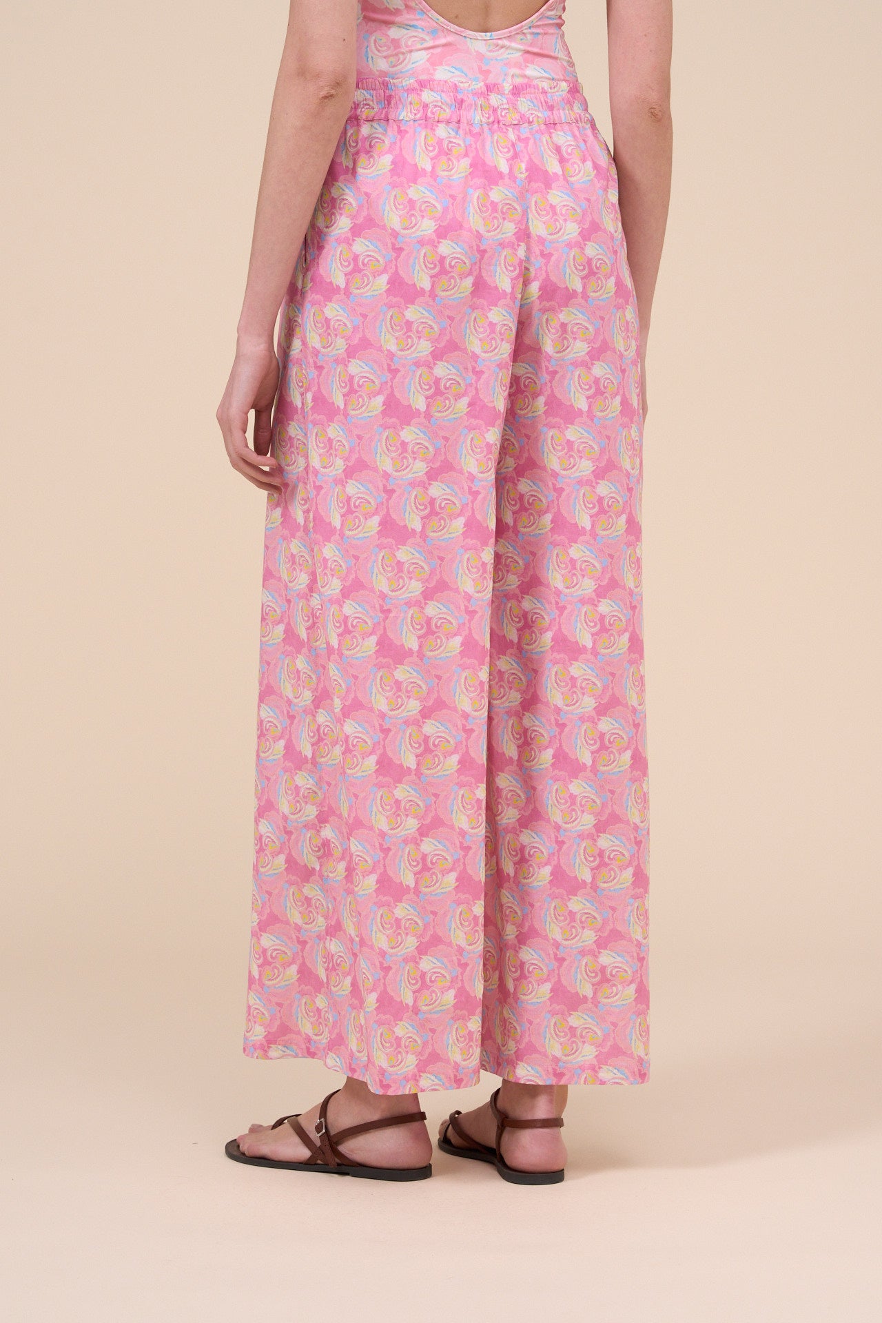 New Diana Cotton Voile Printed Trousers - Floral Swirl Pattern