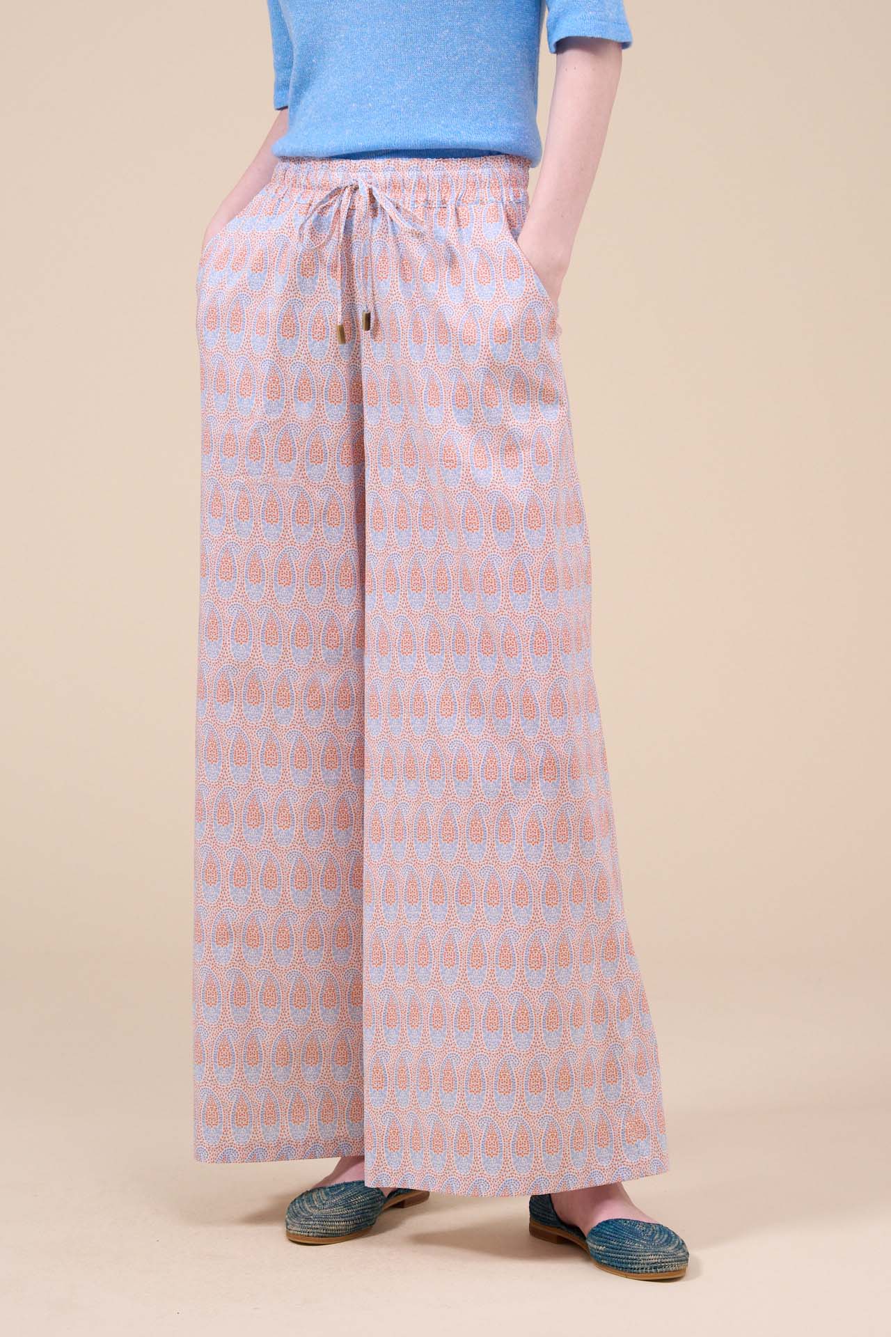 New Diana Cotton Voile Printed Trousers - Paisley Pattern