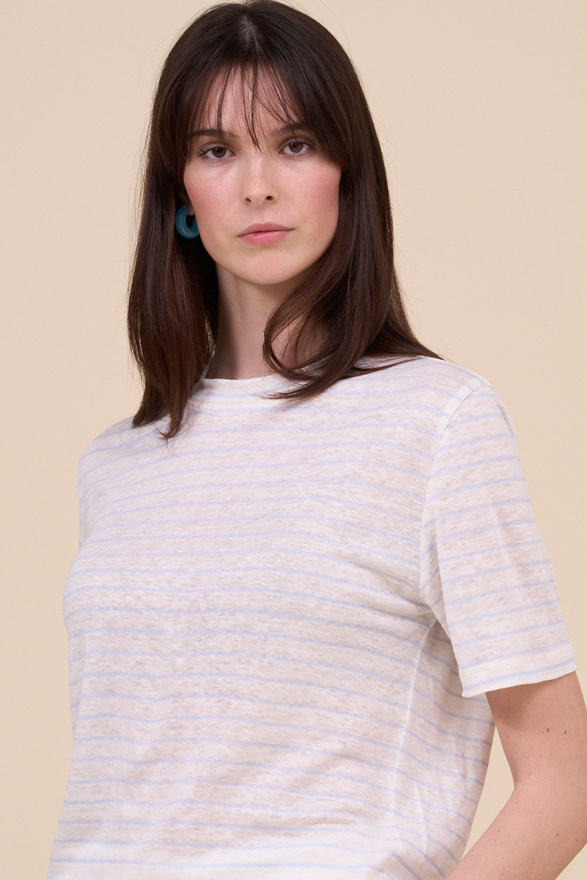 Extreme Linen Cotton Short Sleeve Striped T-shirt