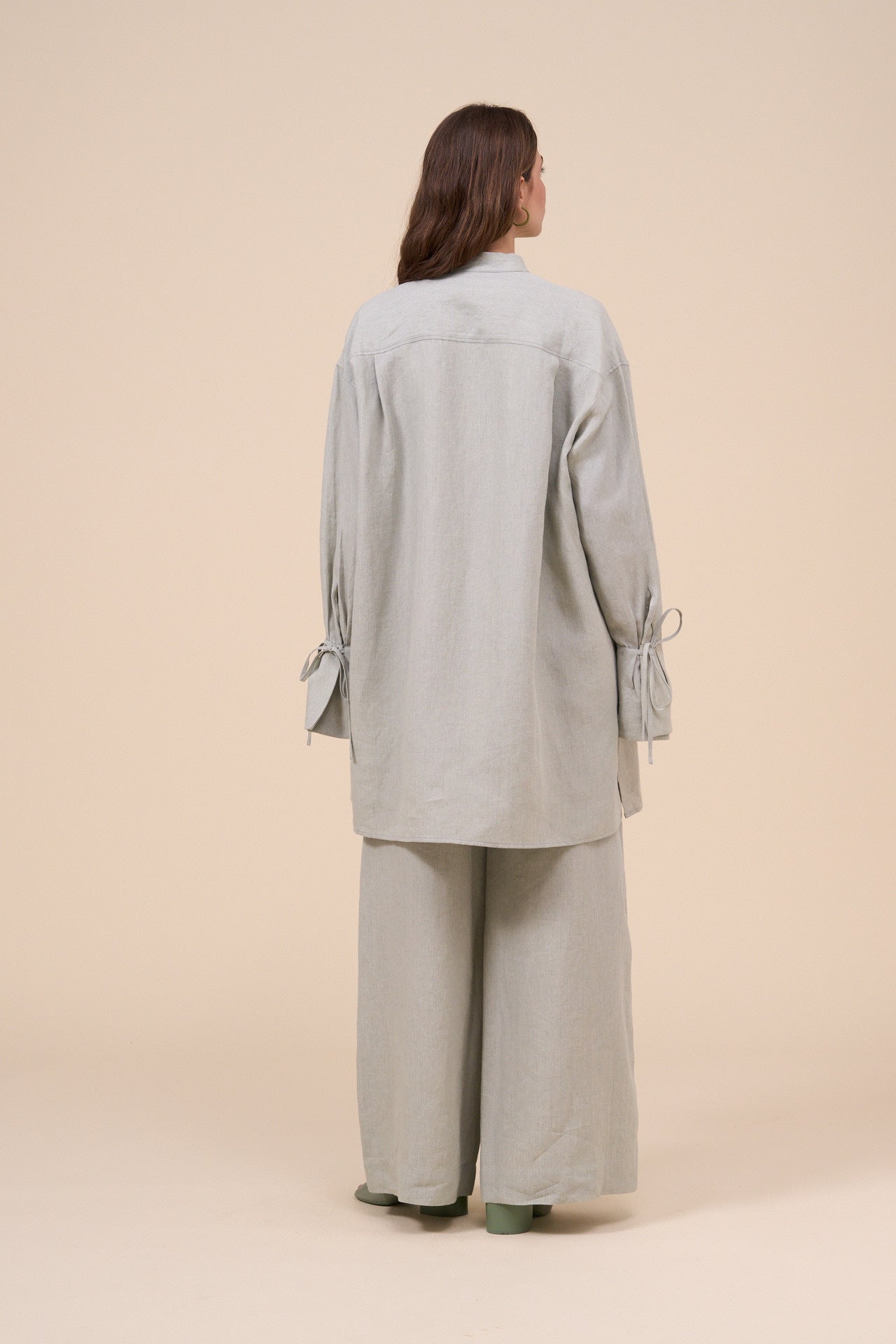 Ade Delavè Linen Long Shirt with ribbons