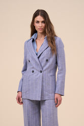 New Dandy Linen Striped Double-breast Jacket