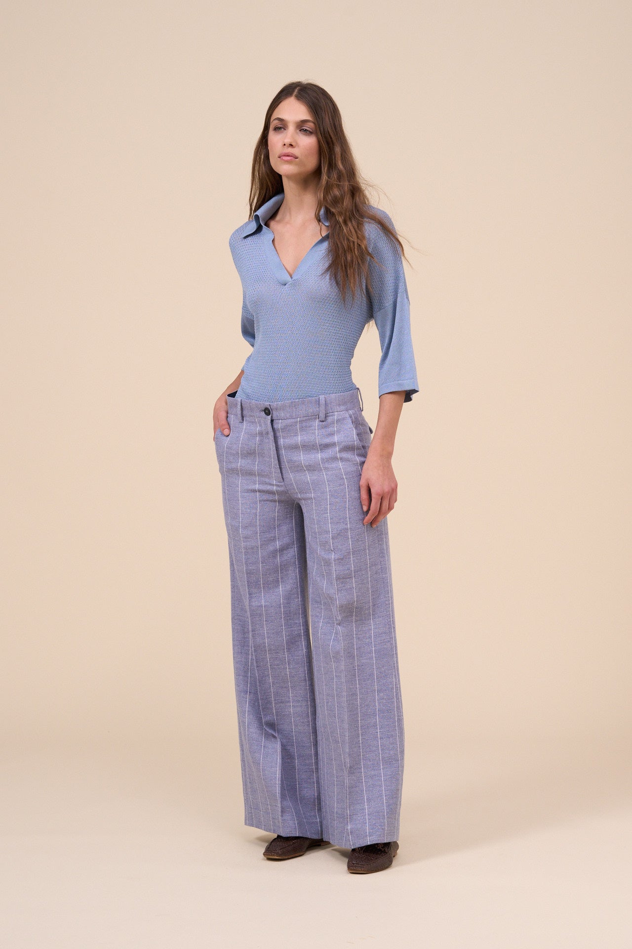 Gloria Linen Striped Wide Leg Pants