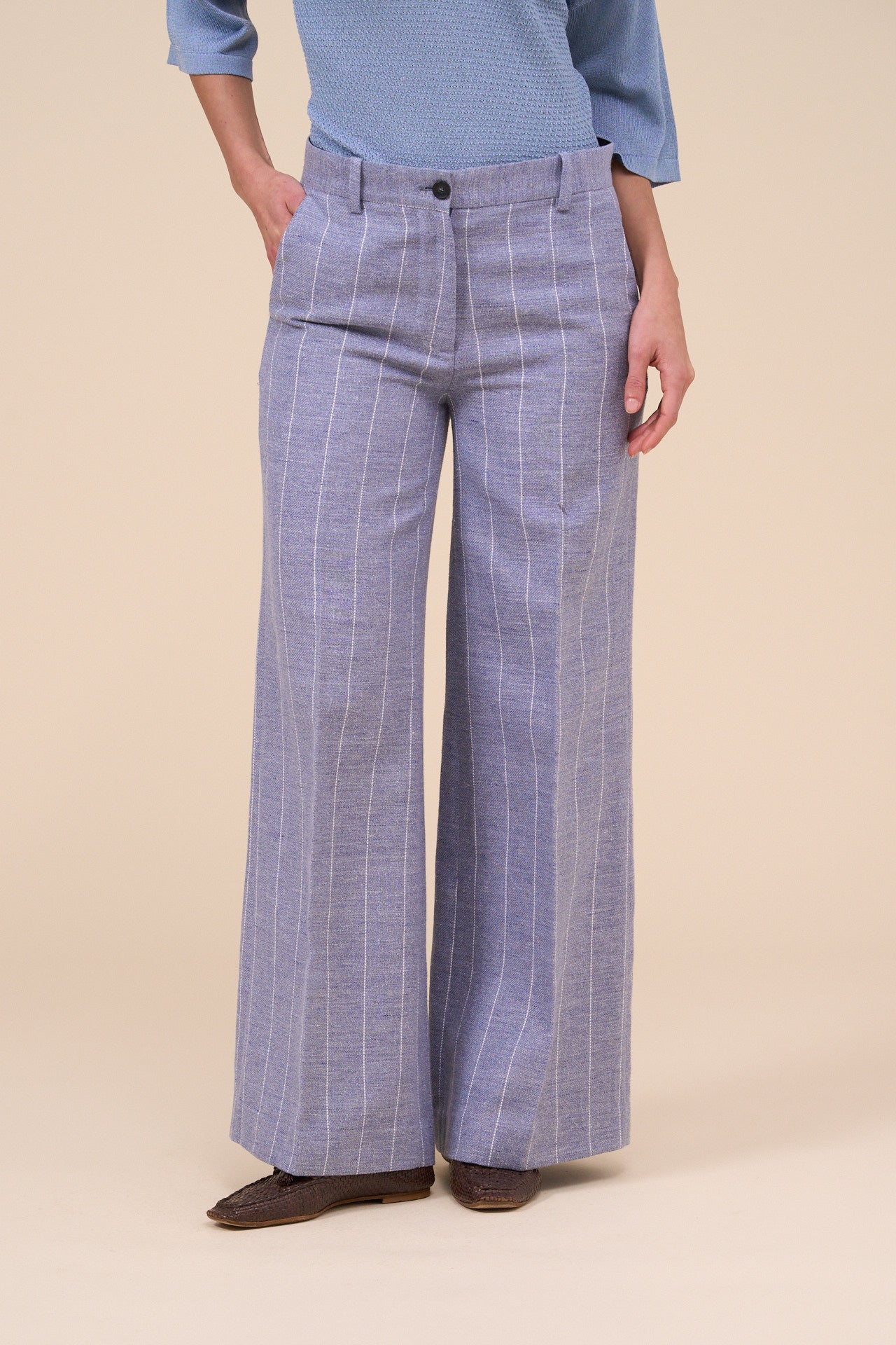 Gloria Linen Striped Wide Leg Pants