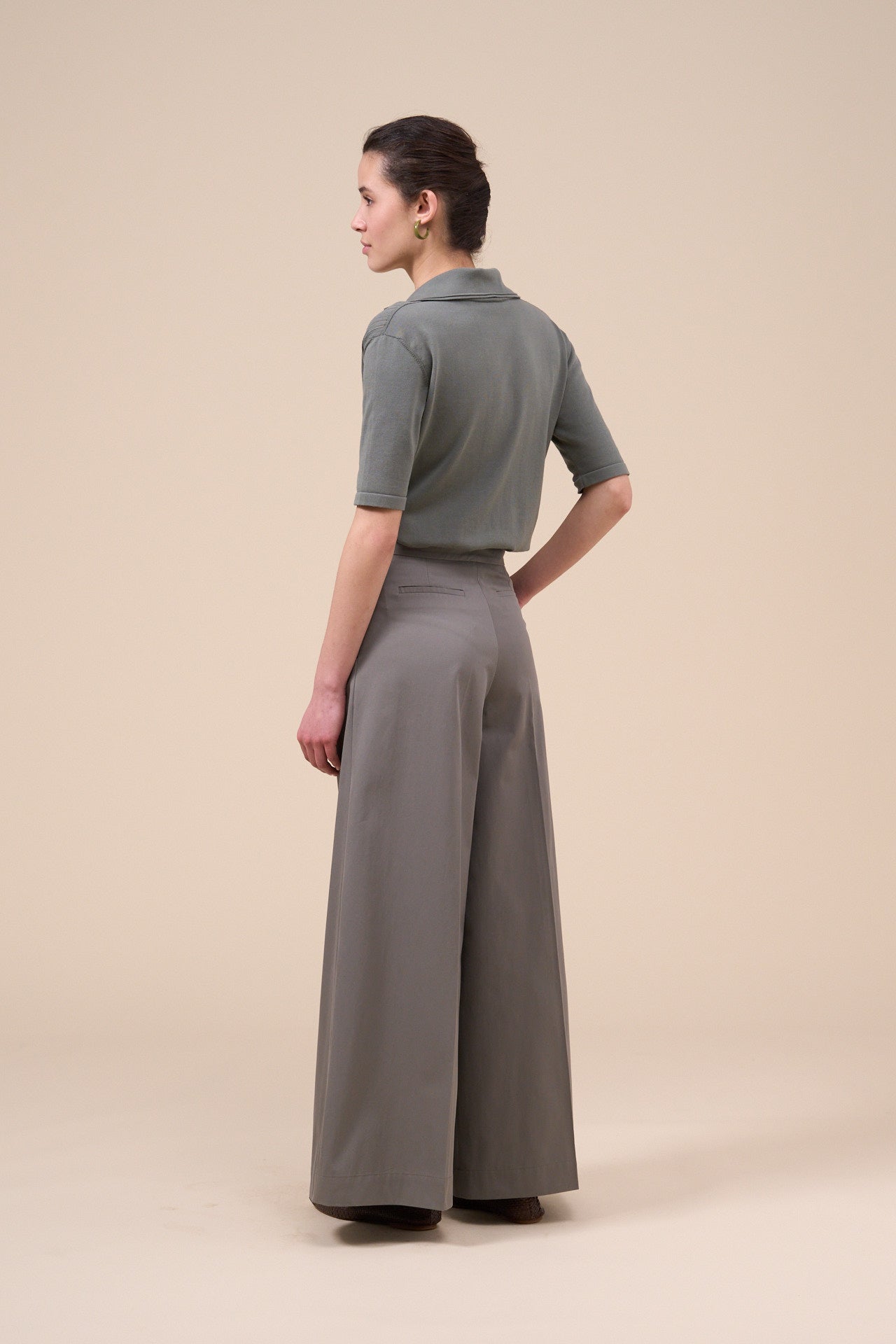 Helga Gabardine Cotton Baggy Pants