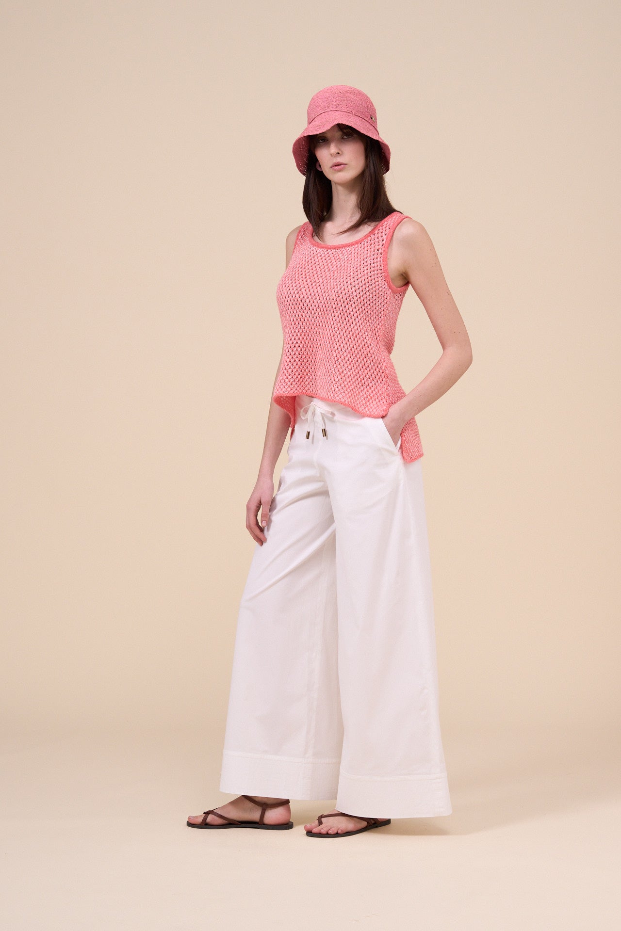 Igea Cotton Blend Wide Leg Pants