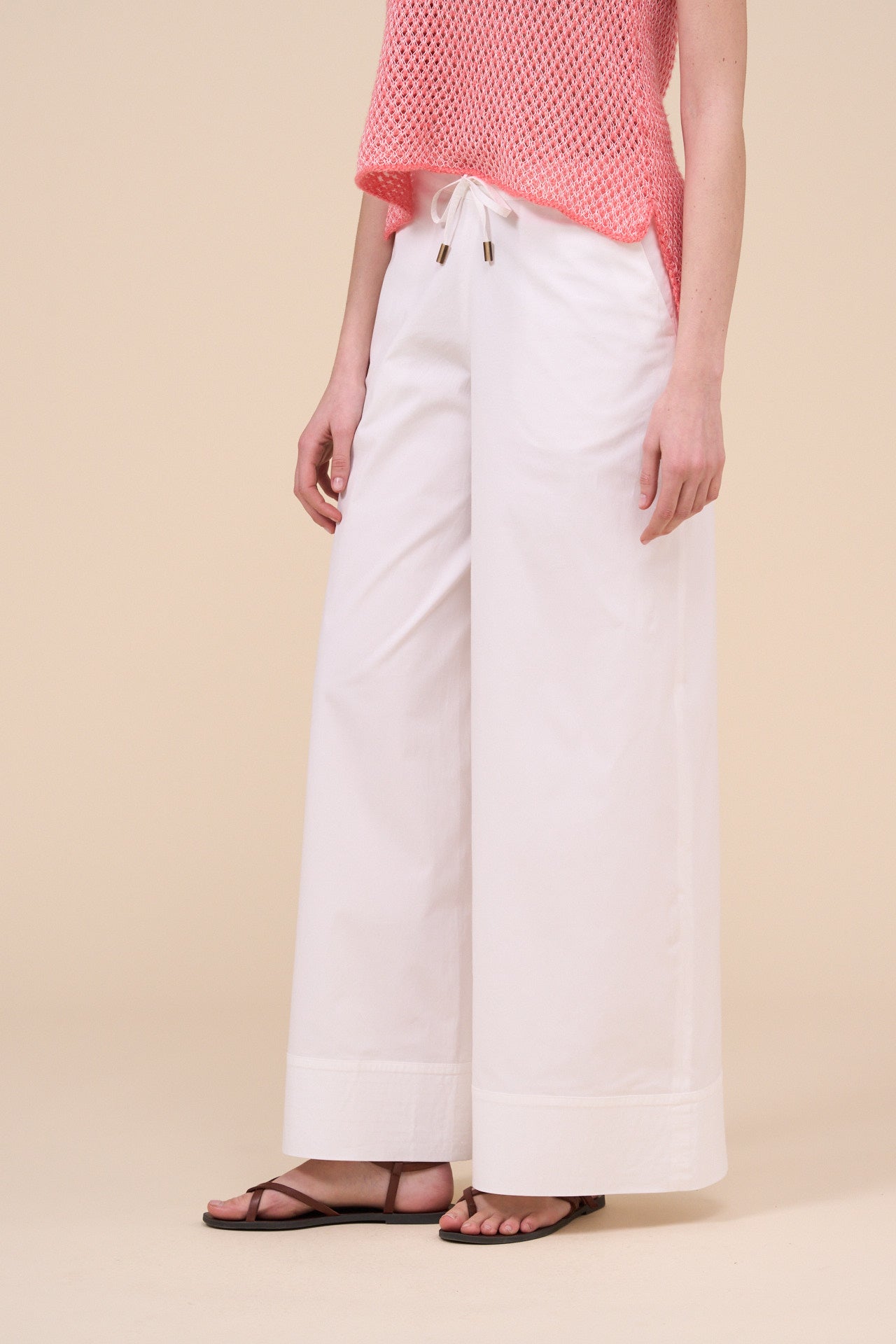 Igea Cotton Blend Wide Leg Pants