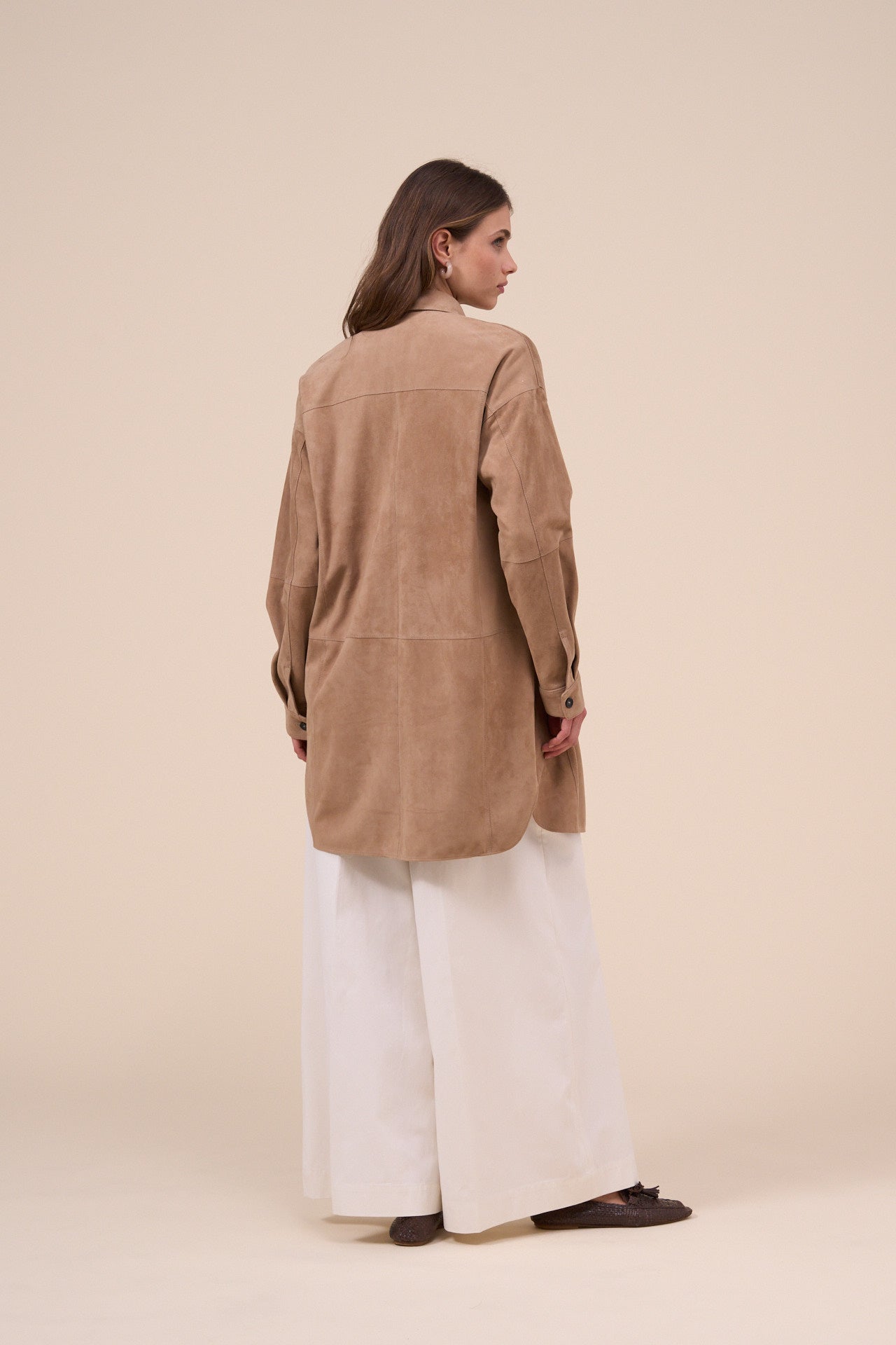 Aglaia Suede Shirt Jacket with patch pockets