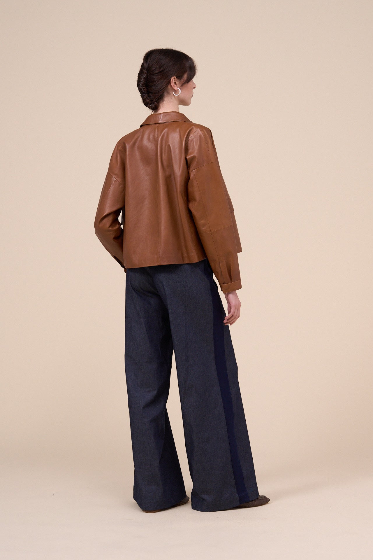 Daisy Nappa Leather Boxy Jacket