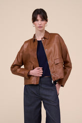 Daisy Nappa Leather Boxy Jacket