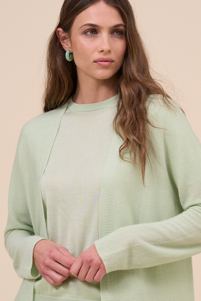 Rometta Pearly Cashmere Silk Open Cardigan