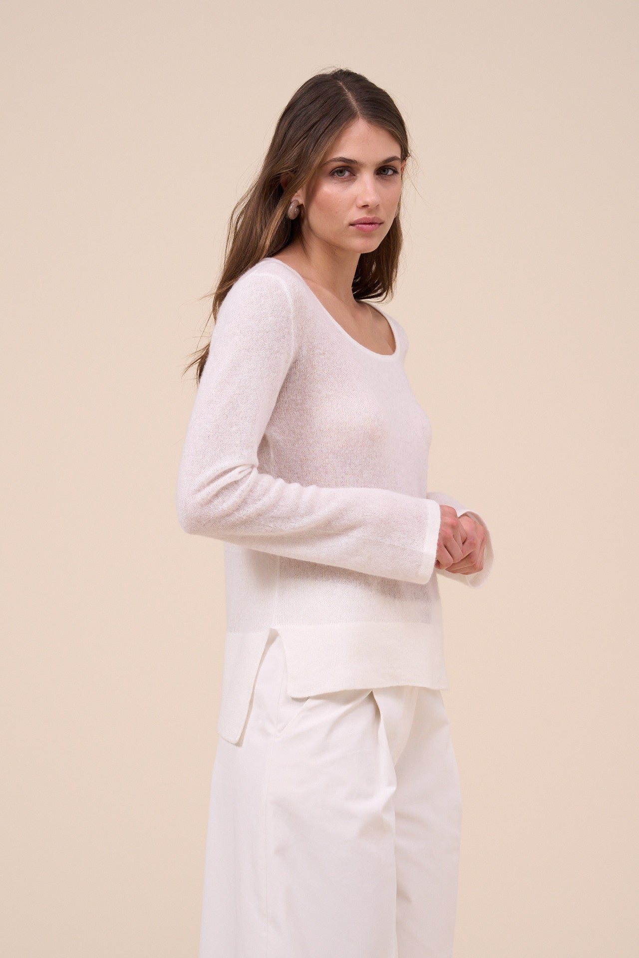 Ebe Cashmere Linen Marble Square Neck