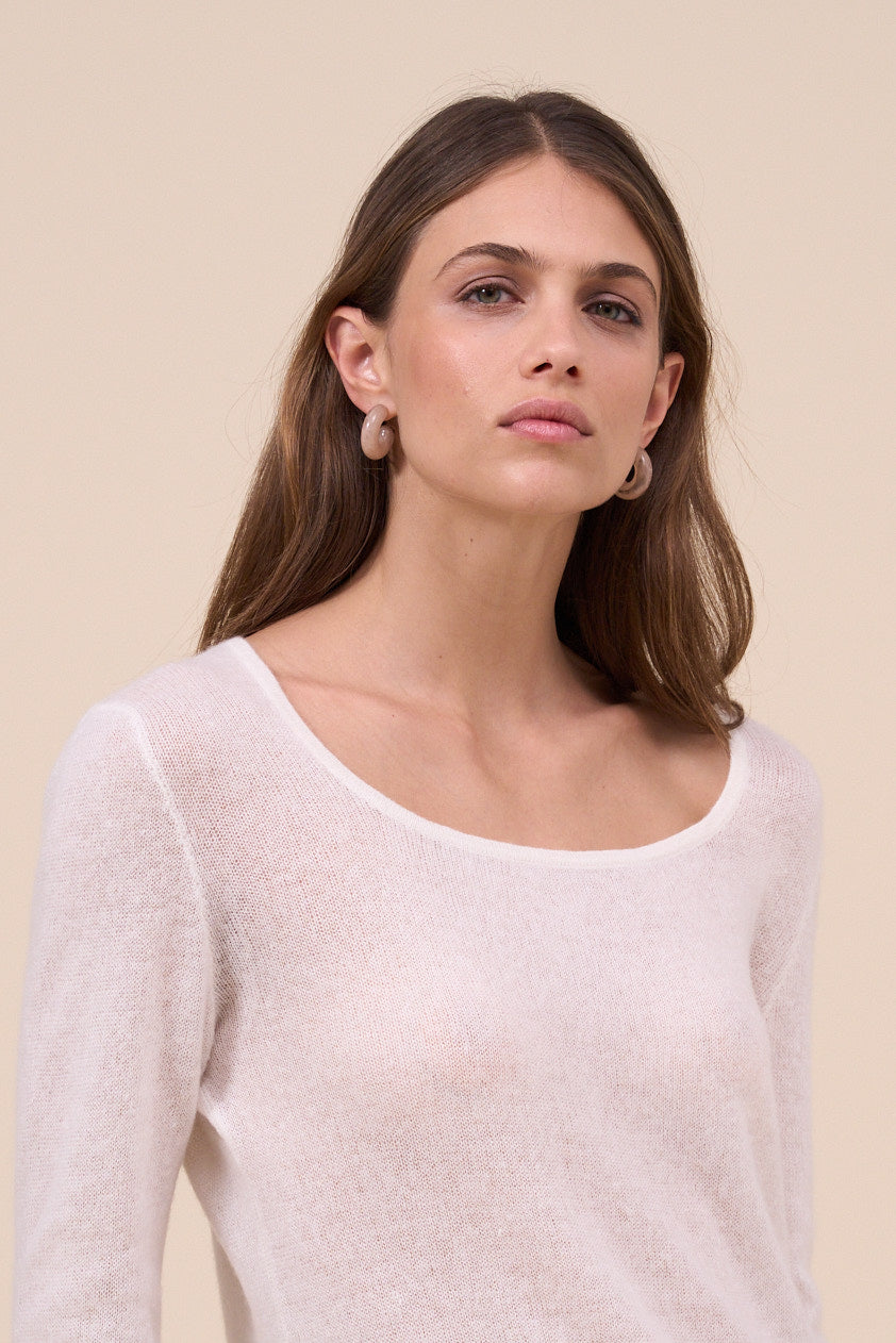 Ebe Cashmere Linen Marble Square Neck