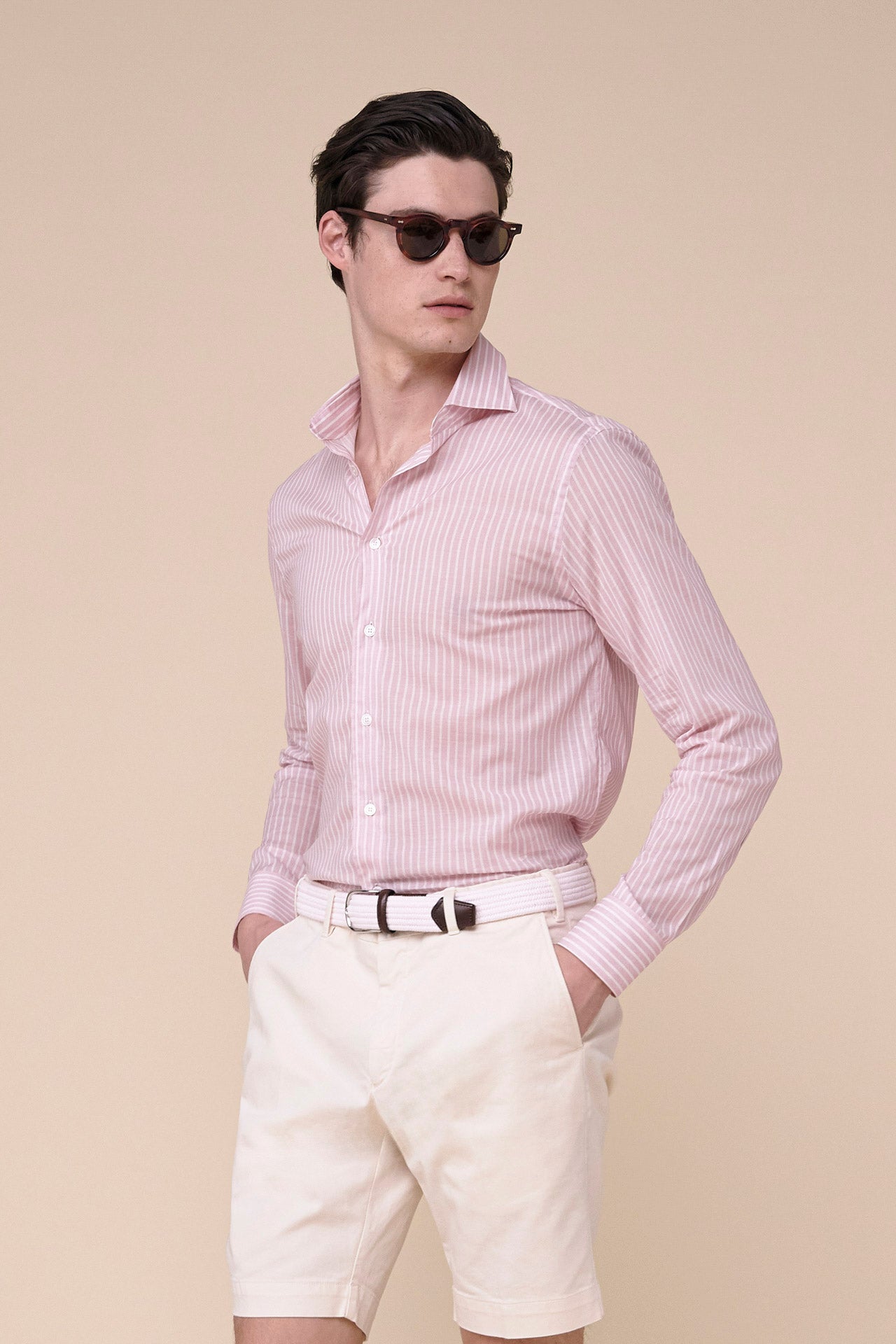 Sean Cotton Voile Long Sleeve Shirt - Striped Pattern