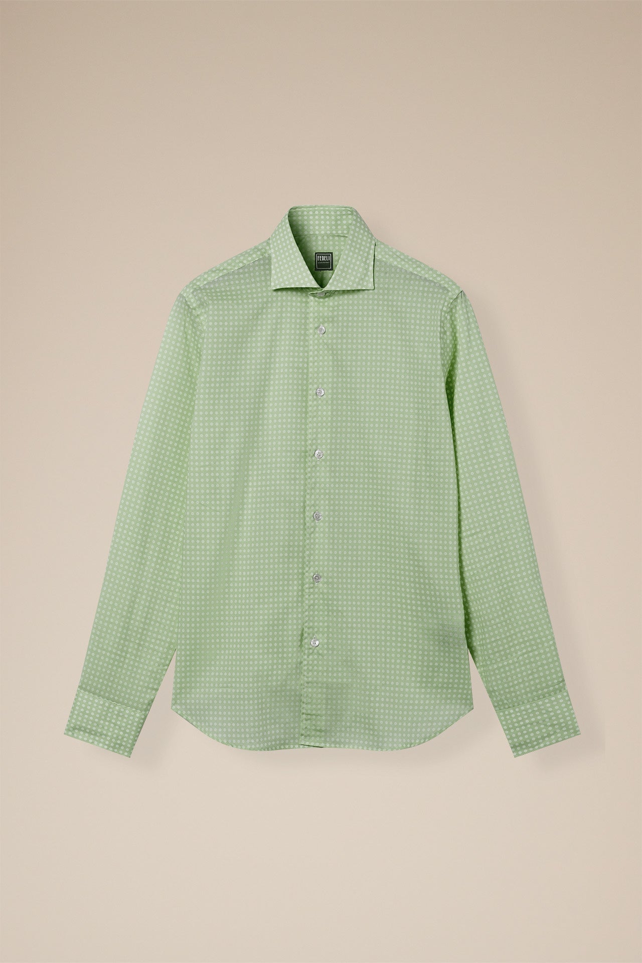 Sean Long Sleeve Cotton Voile Shirt - Dots Pattern