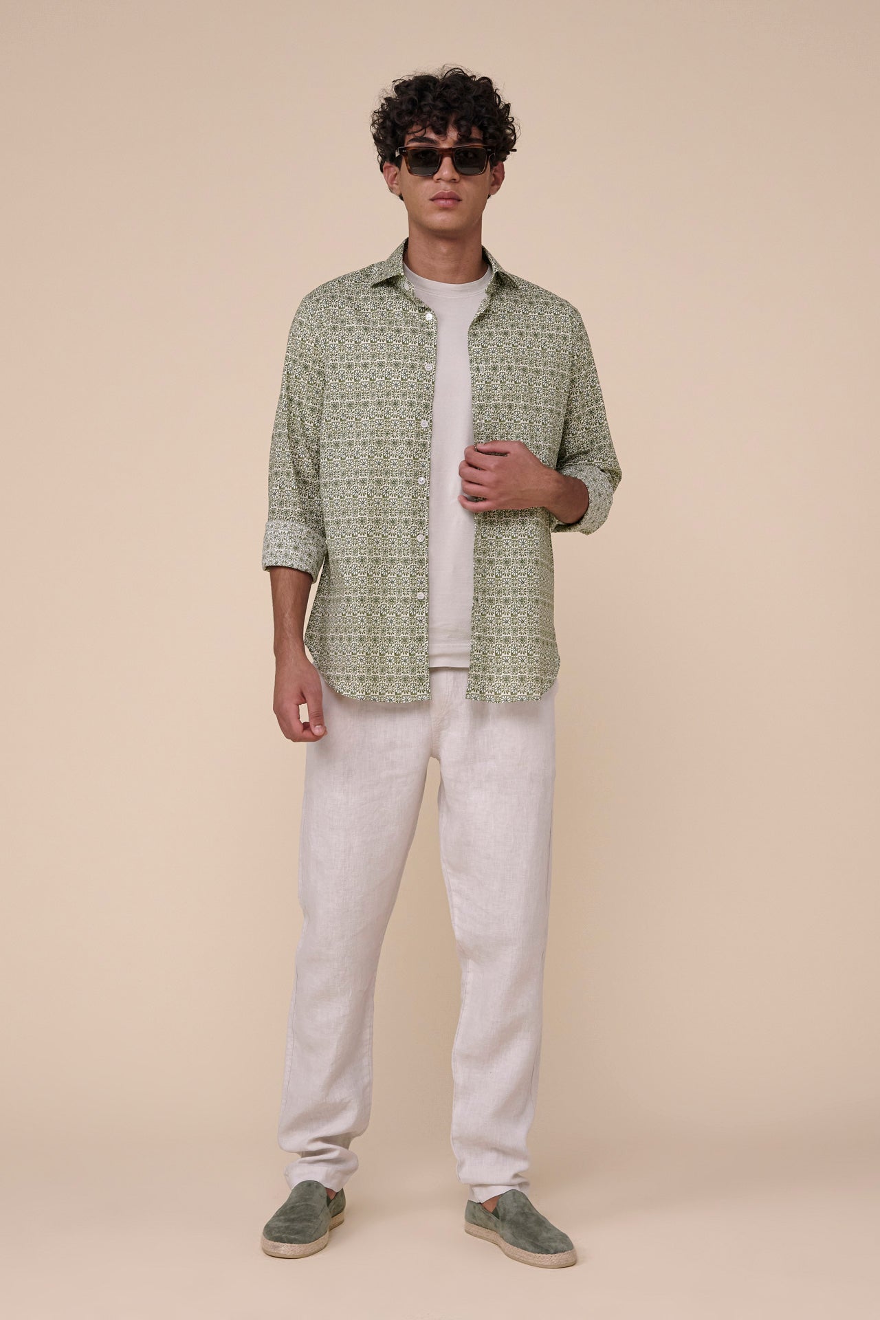 Sean Cotton Voile Long Sleeve Shirt - Floral Pattern