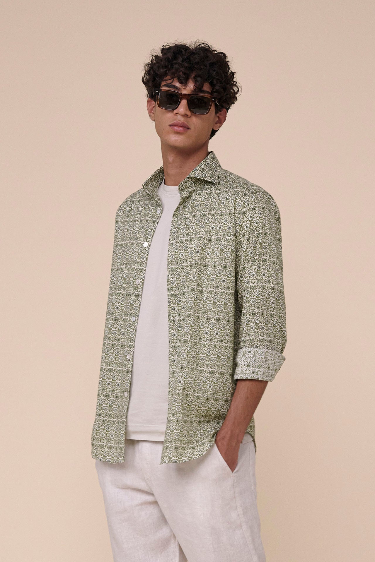 Sean Cotton Voile Long Sleeve Shirt - Floral Pattern