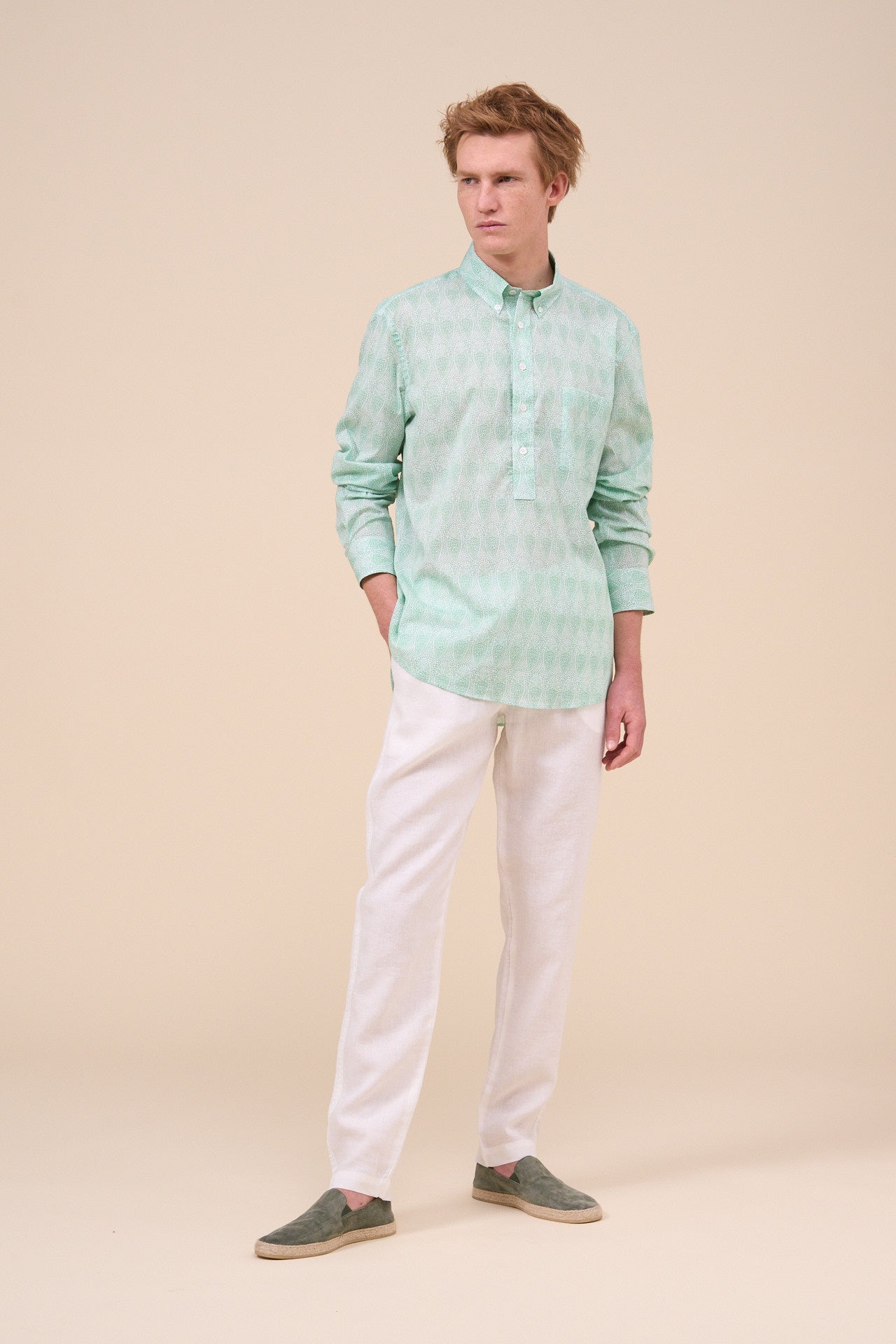 Marlon Printed Cotton Voile Half-buttoned Shirt - Paisley Pattern