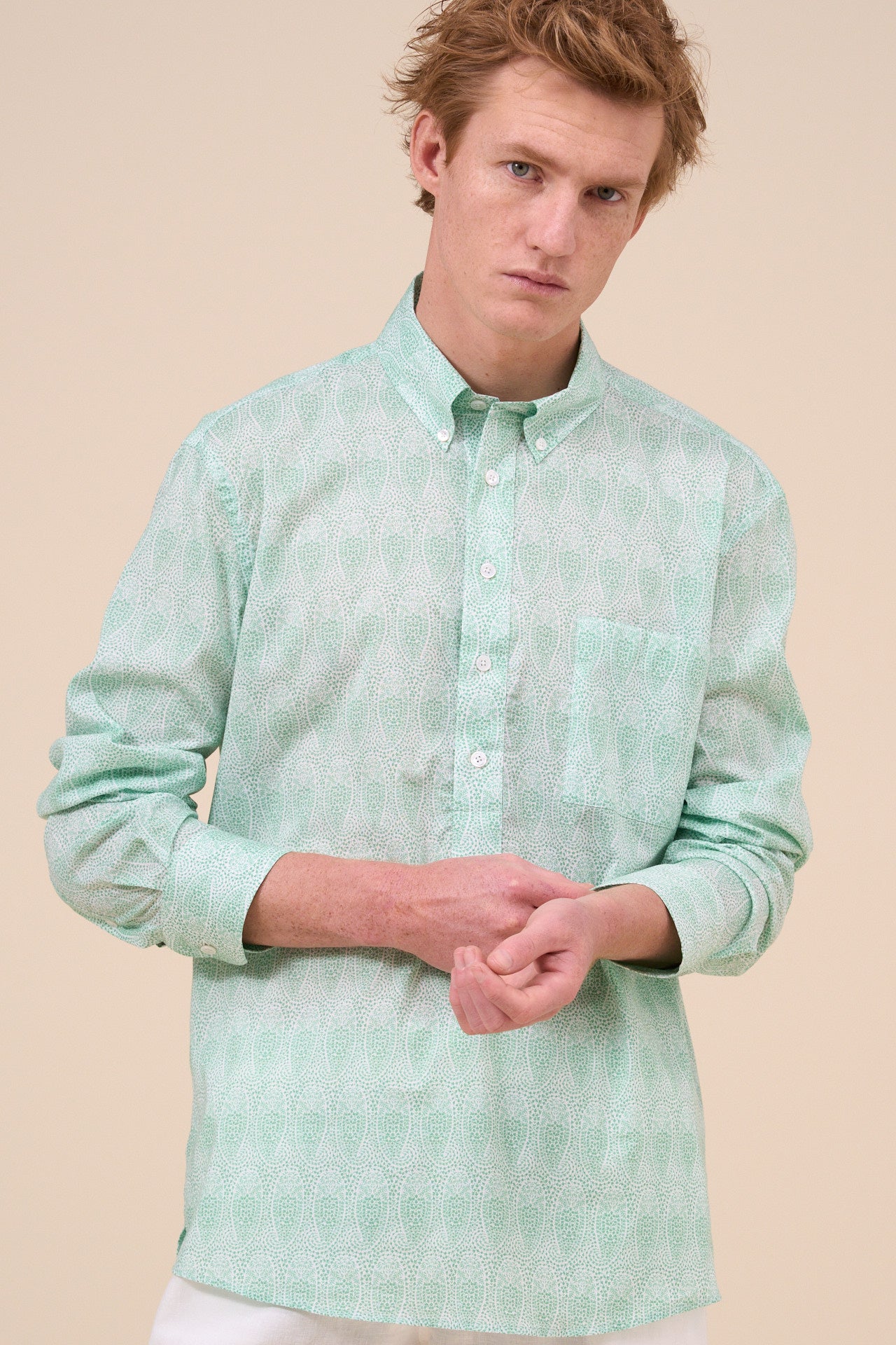 Marlon Printed Cotton Voile Half-buttoned Shirt - Paisley Pattern