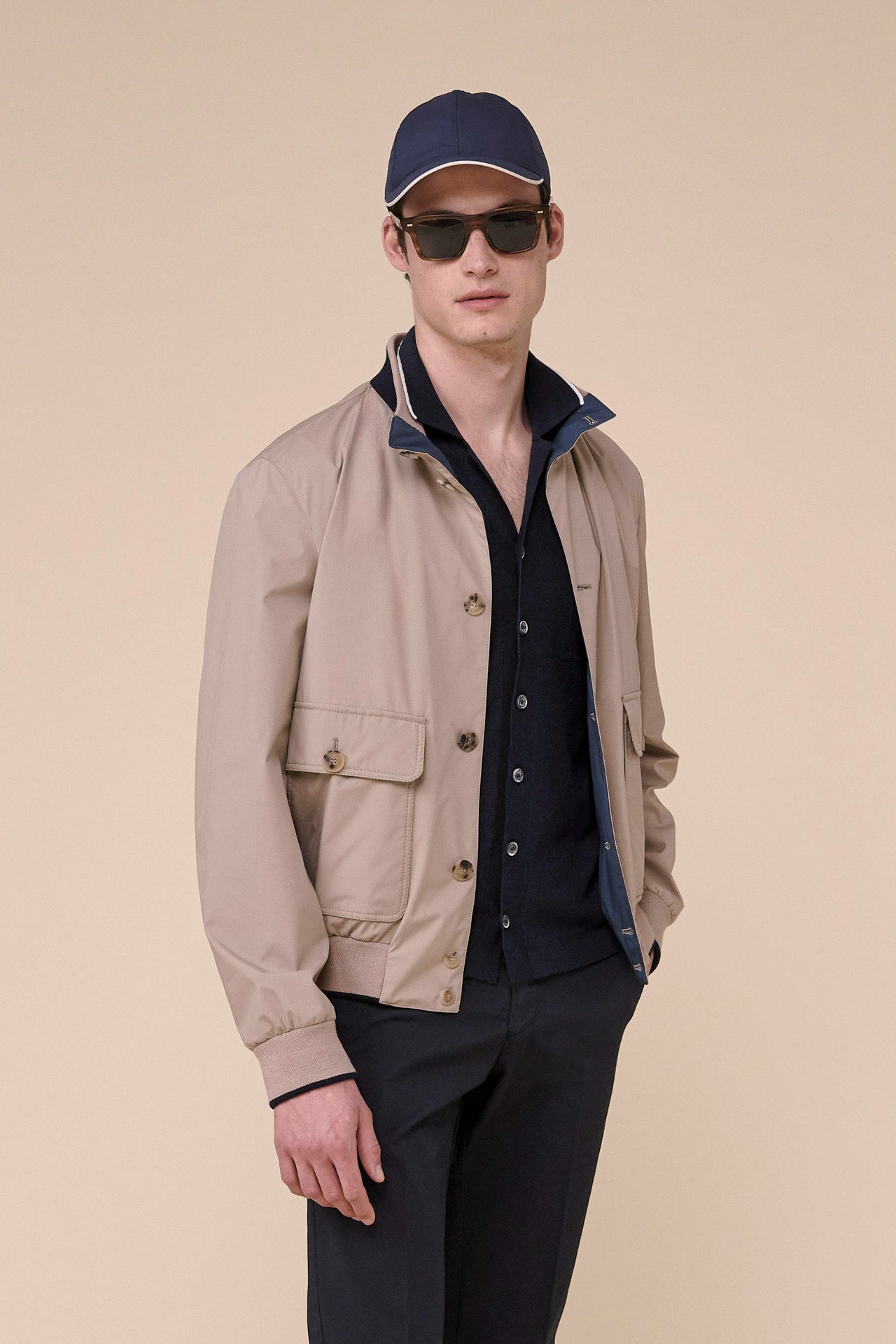 Ryan Rainstop Buttoned Bomber Jacket