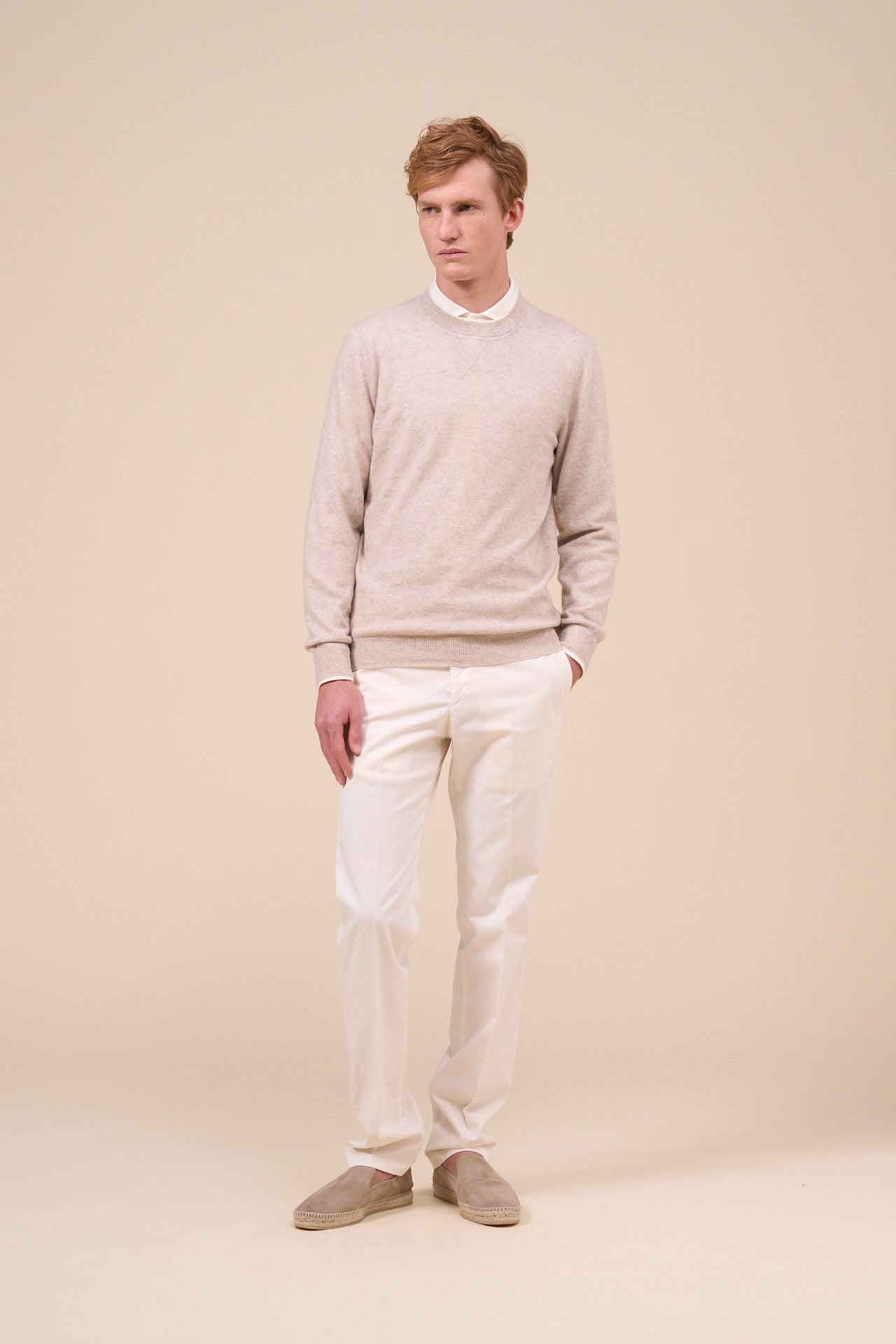 David Cashmere Linen V-neck - Bicolor