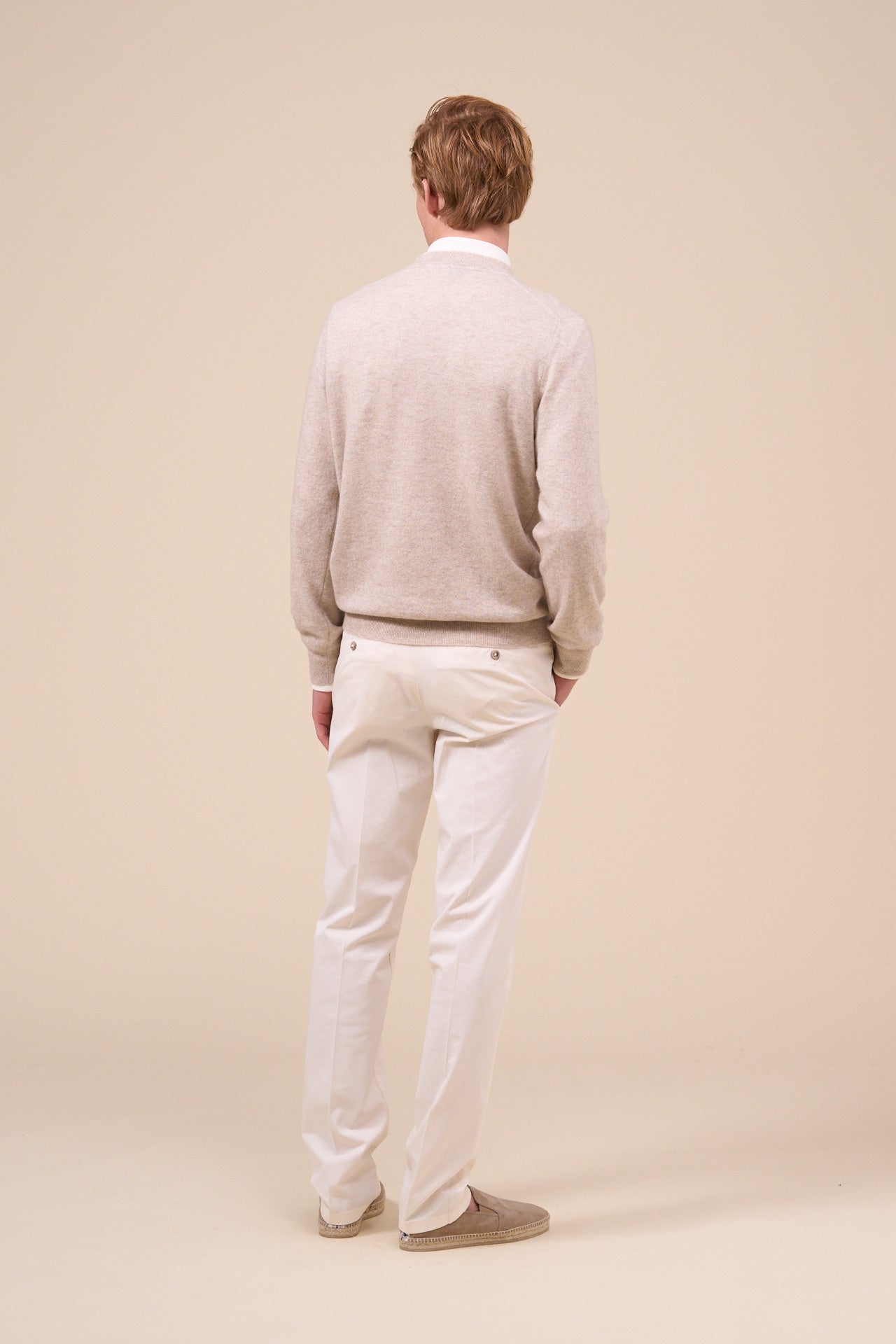 David Cashmere Linen V-neck - Bicolor