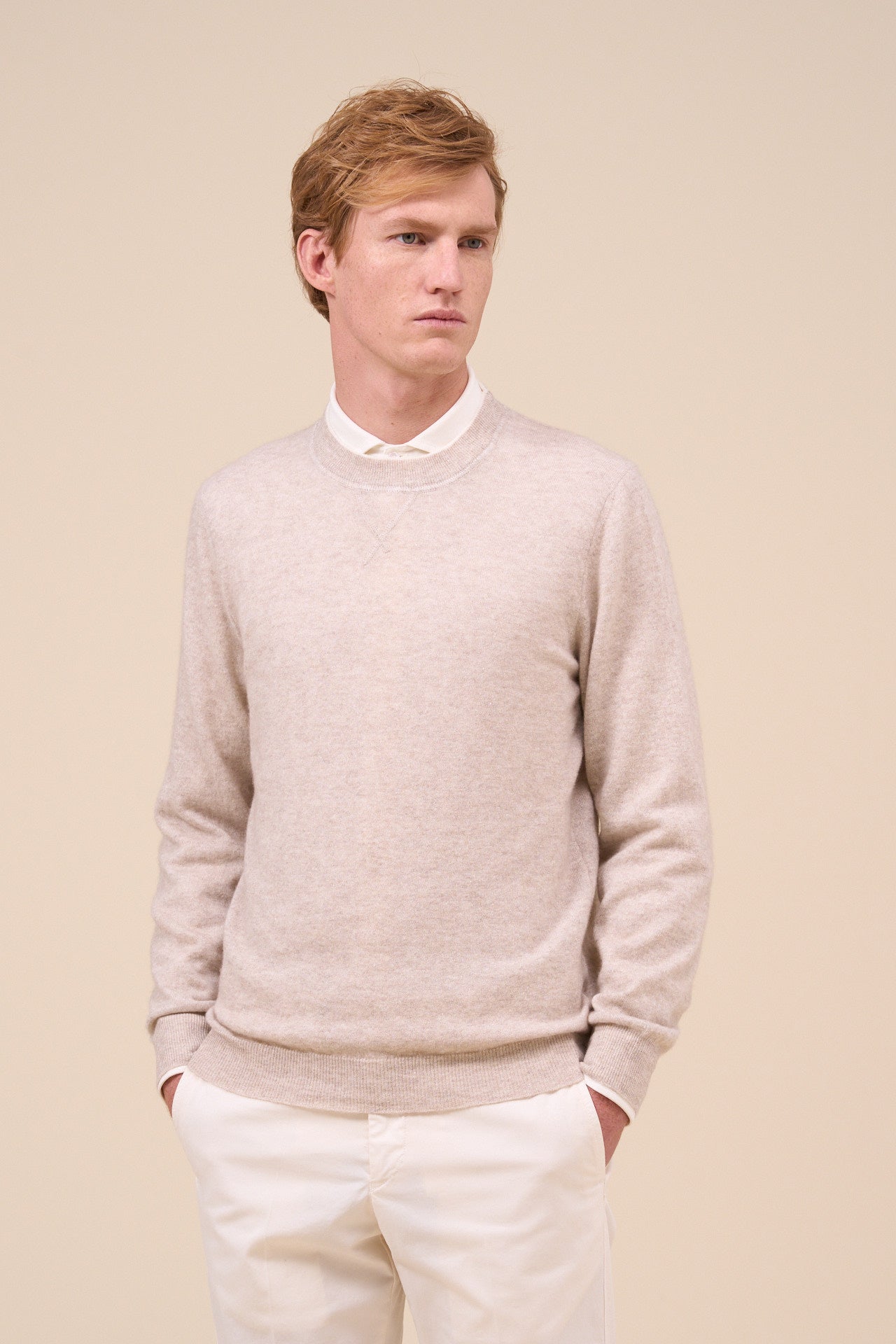 David Cashmere Linen V-neck - Bicolor