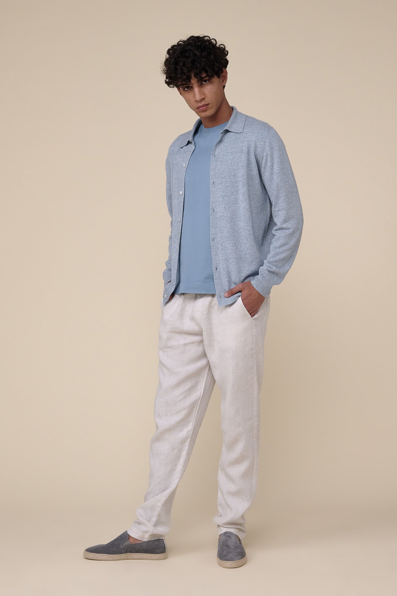 Long Sleeve Cashmere and Linen Shirt