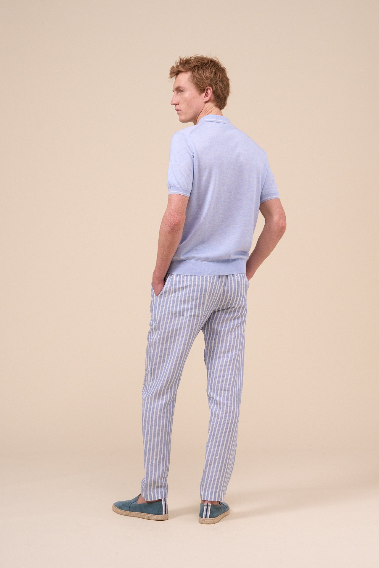 Eton Cashmere Silk Striped Polo Shirt